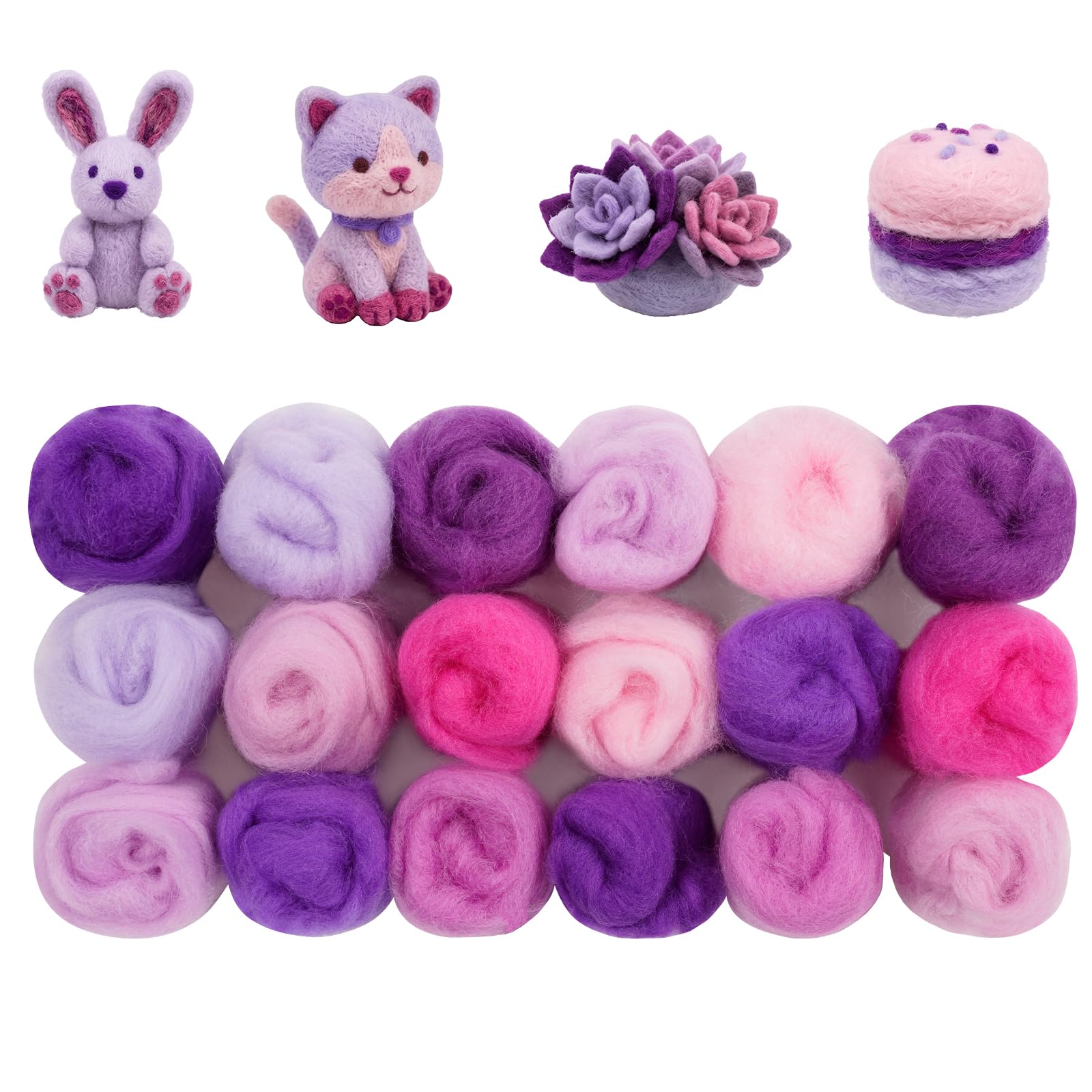 Ainiv 18 Pcs Felting Wool, Needle Felting Wool (Purple Series) — image 1