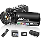 4K Video Camera Camcorder UHD 64MP Vlogging Camera for YouTube 18x Digital Zoom 3