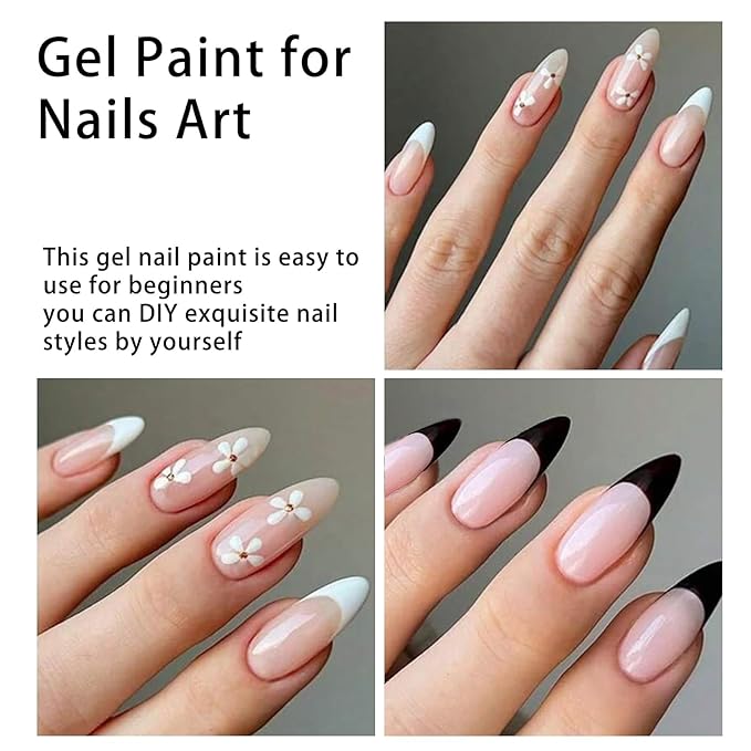 Set de 2 Esmaltes de Uñas en Gel Blanco y Negro para Decoración miniatura 4