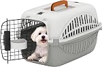PawHut Plastic Dog and Cat Kennel Hard Sided, Airline Approuvé Pet Carrier pour Mini Chiens et chats, Crate portable avec porte en fil d'acier, Water Bowl, pour voiture, avion, extérieur