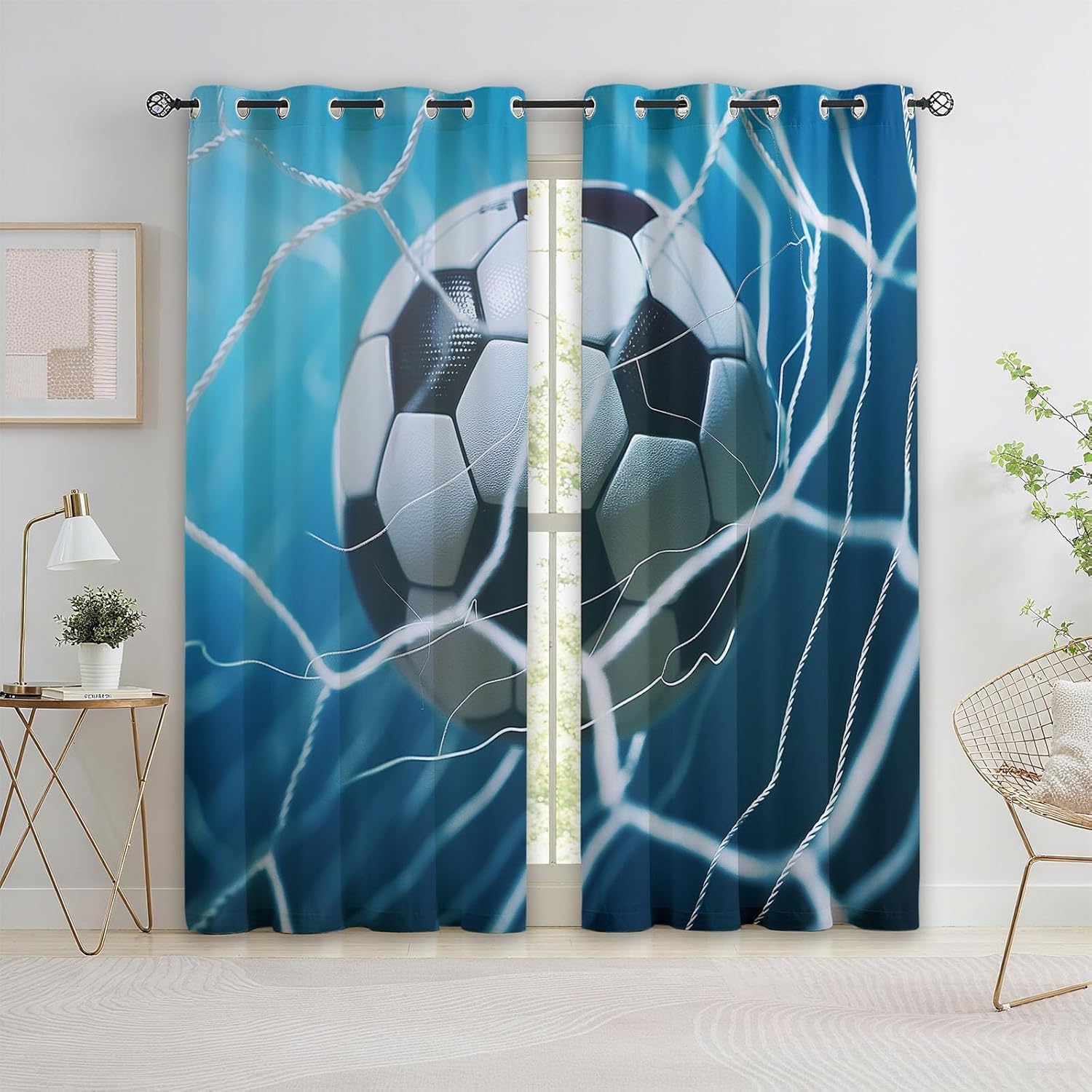 Rideaux occultants football occultation totale nuit pour chambre de garçon