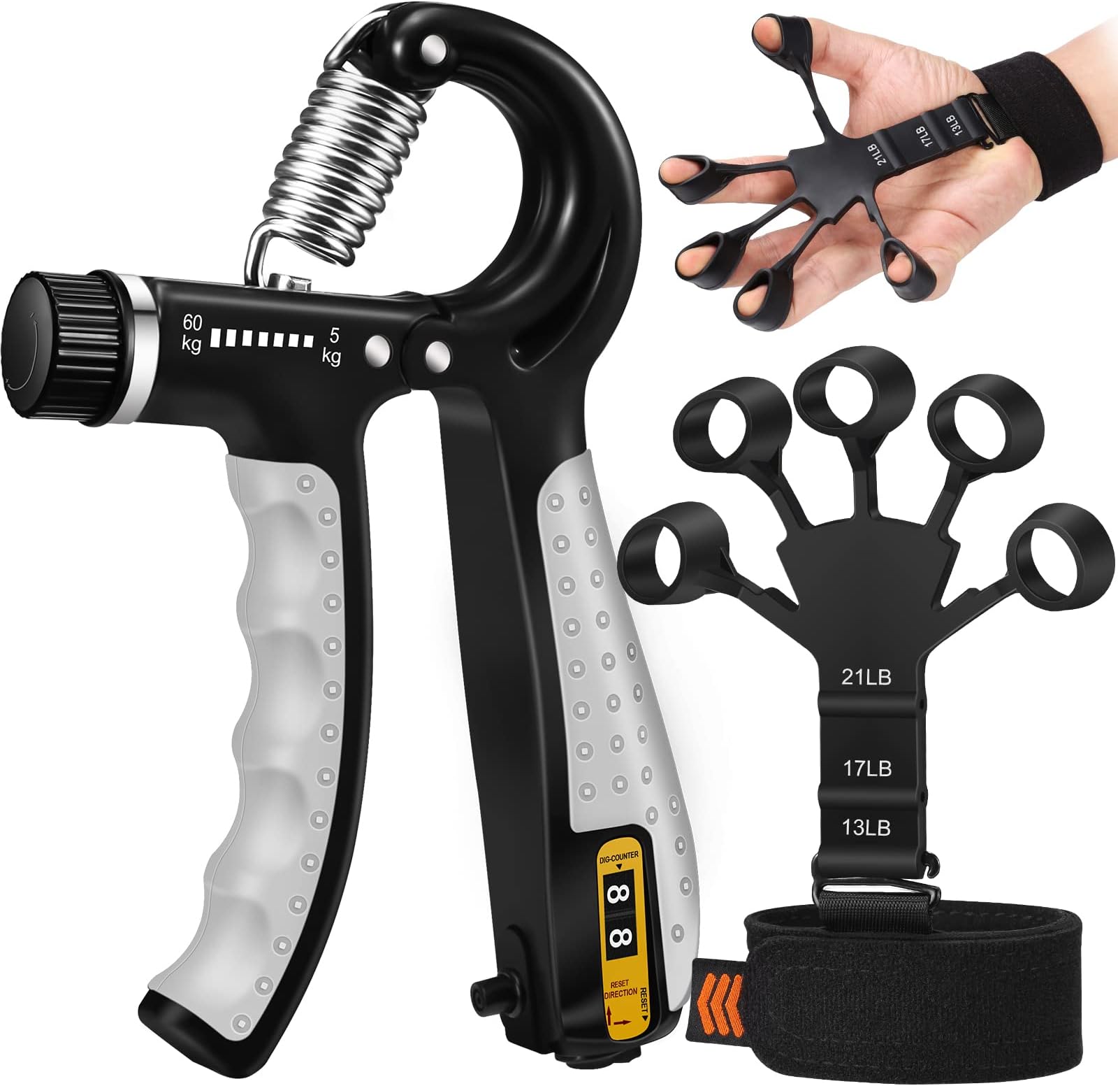 Grip Strength Trainer, Hand Grip Strengthener, Forearm Strengthener, Hand Exerciser and Finger Strengthener for Muscle Building