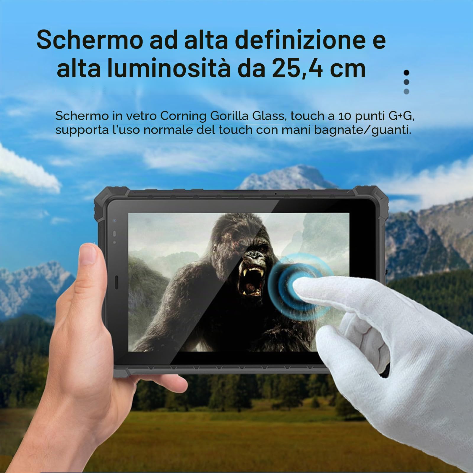 Tablet Rugged da 8 Pollici, Windows 11, 8 Gb + 128 Gb, Intel N5100, Gps, Pc Industriale Robusto Per Lavoro All'aperto, Bluetooth 5.1, Doppio Wi-Fi Per Aziende e Ambienti di Lavoro (NO 4G)