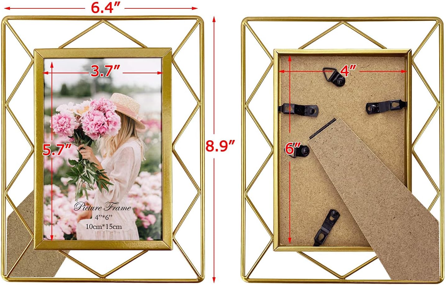 8x10 Picture Frame Set of 2, Metal Frames Fits 8 by 10 Inch Photo Tabletop or Wall Mounting Display -