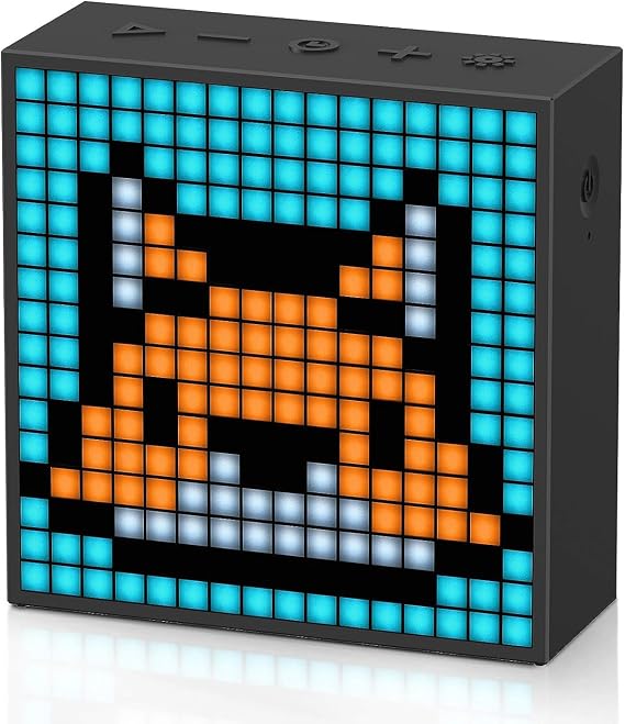 Divoom TimeBox Evo -- Pixel Art Bluetooth Speaker with 16x16 LED Display APP Control - Cool Animation Frame & Gaming Room Setup & Bedside Alarm Clock- Black