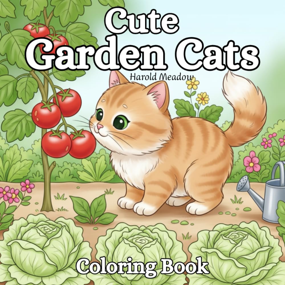 Cute Garden Cats: A Cozy Garden Coloring Book for Relaxation and Calm (Cute Cats Greenfield Coloring Series)