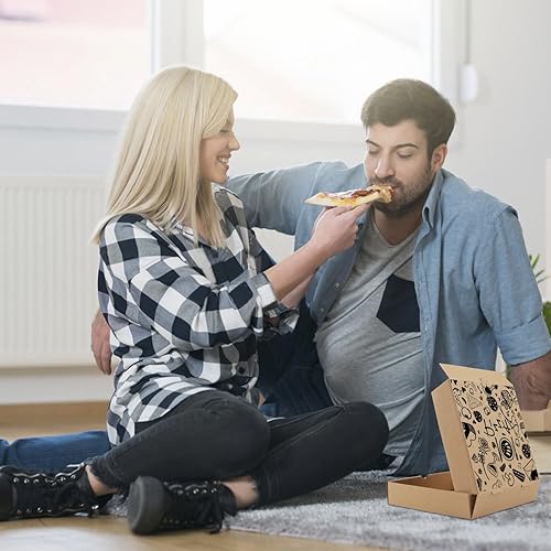 Miniatura 5 de Cajas de pizza, paquete de 15 cajas de pizza corrugada de papel kraft de 7.3 x 7.3 x 1.6 pulgadas, cajas de comida para llevar, cajas de embalaje de