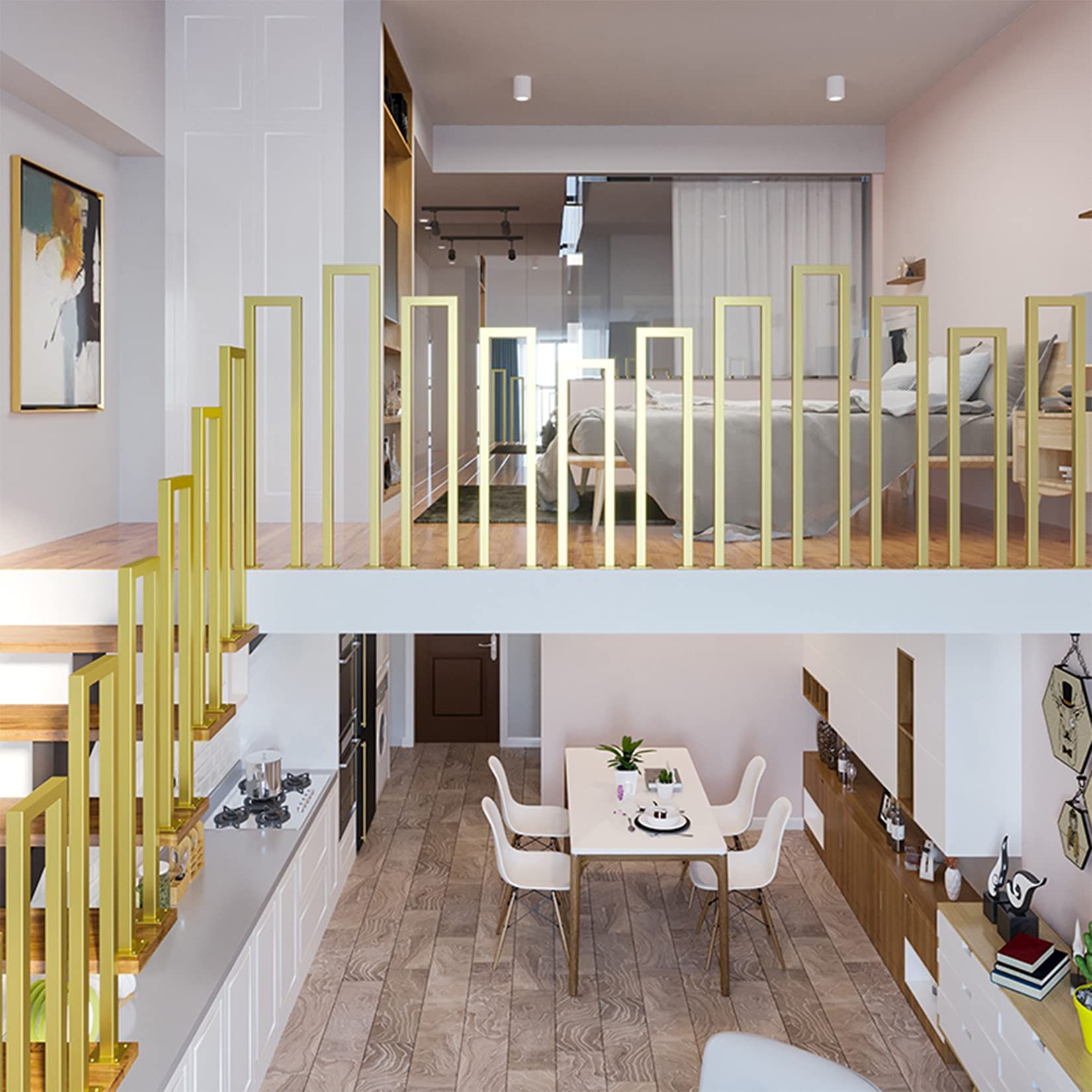 Elderly Disabled Non-Slip Grab Bar Kit, Professional 1-Step Corridor Railings Support Rod, U-Type Pipe Railing for Outdoor Steps and Indoor Stairs