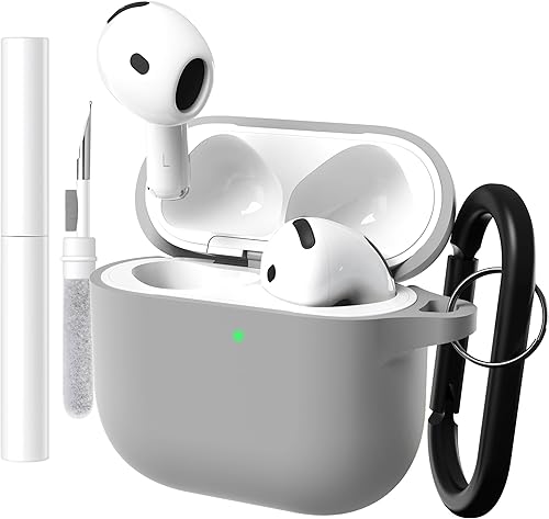 Brujula Funda protectora de silicona para AirPods 4 con ANC, compatible con AirPods de 4 generación 2024 (gris, AirPods 4 con ANC)