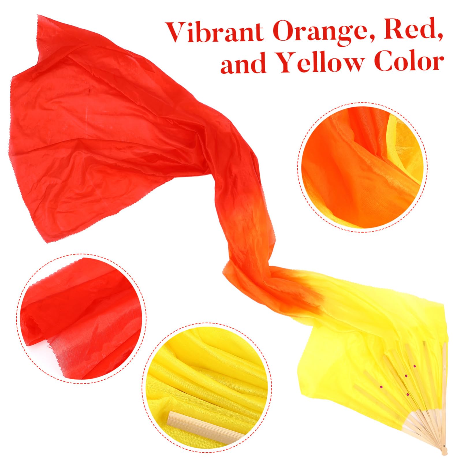 YARNOW Abanico Bailarín de Bambú y Seda Color Degradado para Danza del Vientre