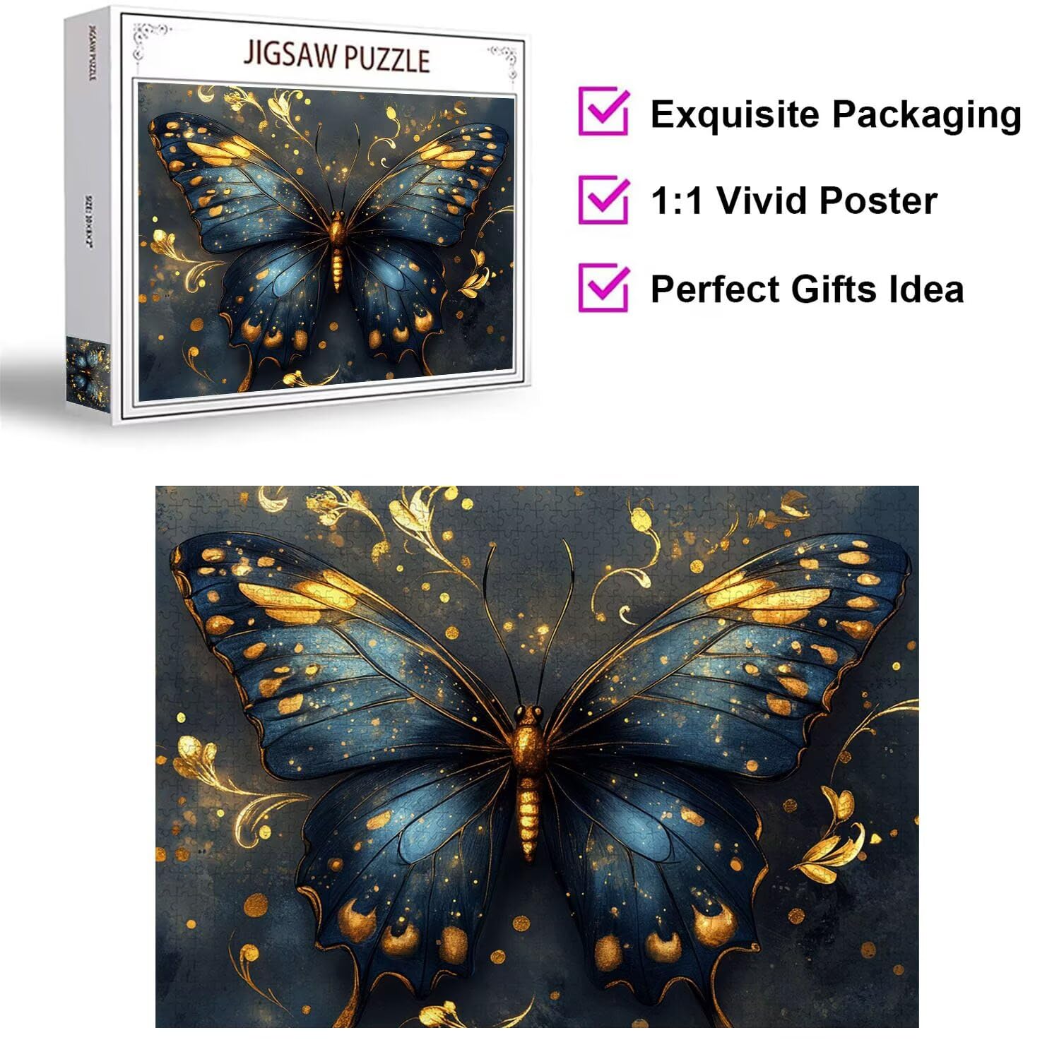 Puzzle 4000 sztuk motyle puzzle 3D, klasyczne puzzle dla dorosłych, n-265 | Abstrakcyjne Puzzle Wyzwanie Gra edukacyjna jako prezent i dekoracja ścienna, działalność rodzinna, relaks i rozrywka