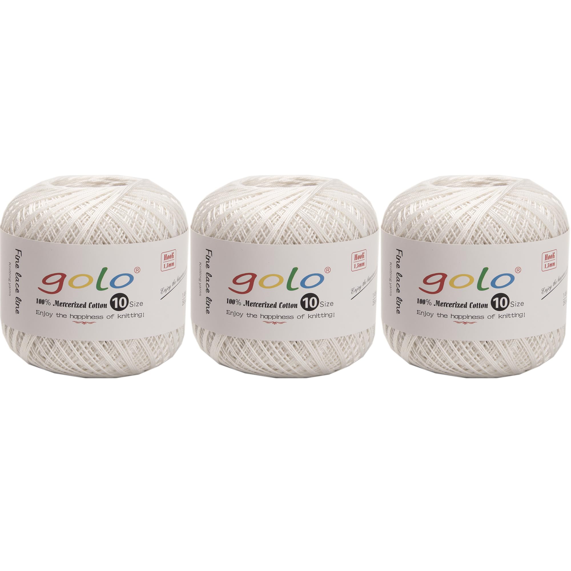 golo 3 Balls Crochet Thread Yarn for Hand Knitting Crochet Yarn 801 White — image 1