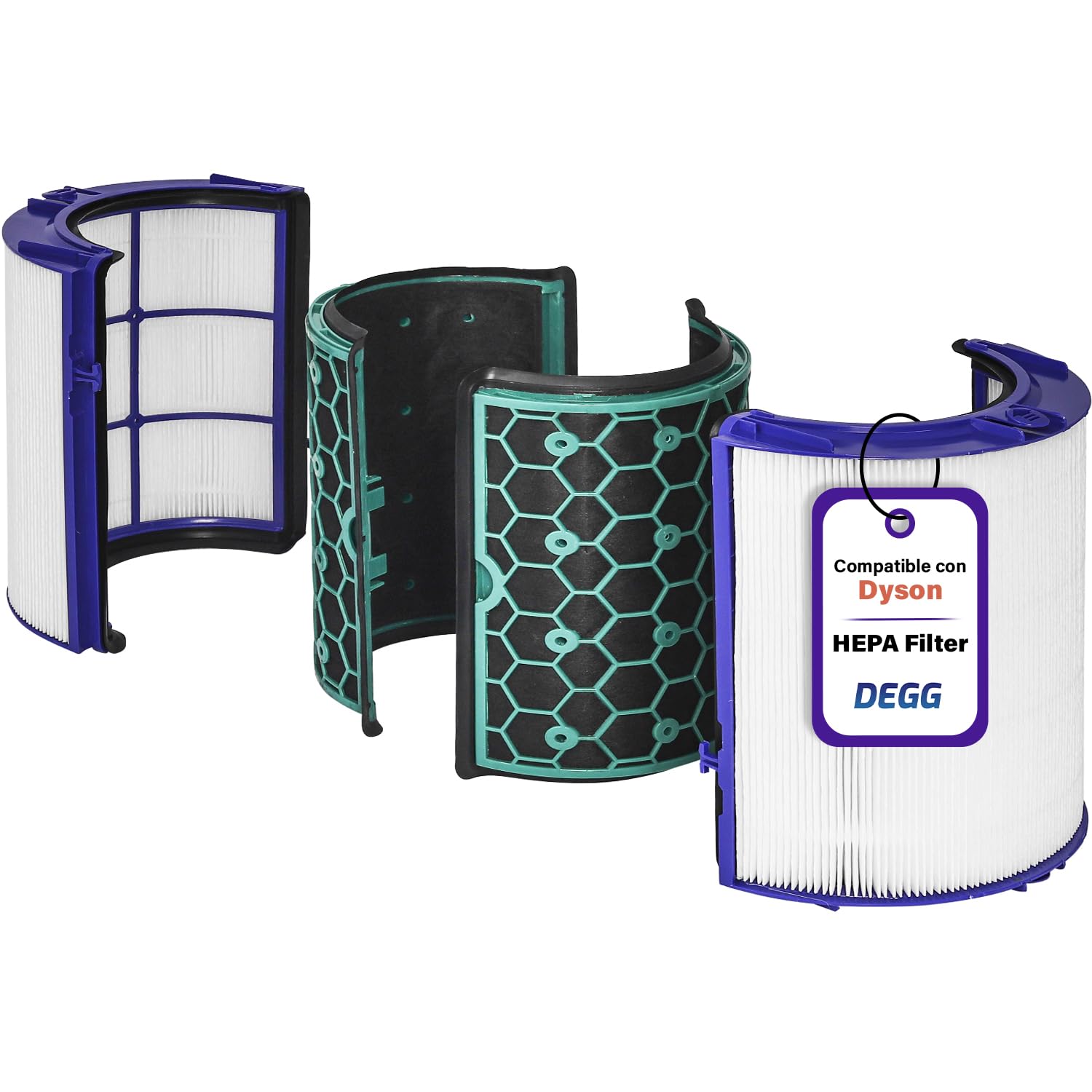 DEGG Filtro Hepa - Compatible con Purificador de Aire Dyson Pure Cool + Pure Hot HP04 TP04 DP04 TP05 HP05, Filtro Hepa y de Carbón Activado