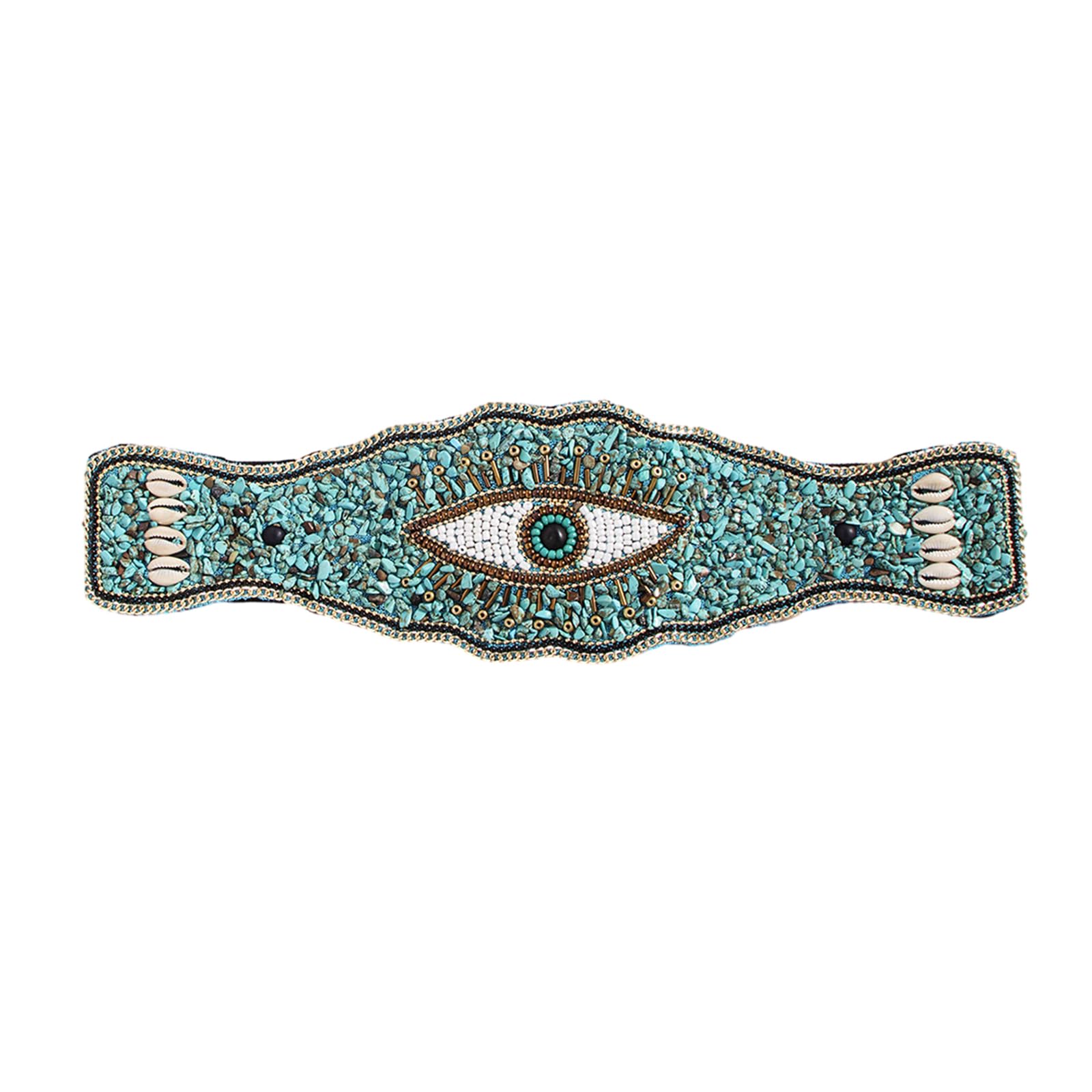 NONGYU Turquoise-Beaded Corset Belt For Women Ethnic Girdle Belt Boho-style Belt For Beach-Dress Girl Elastic Casual Waist Belt