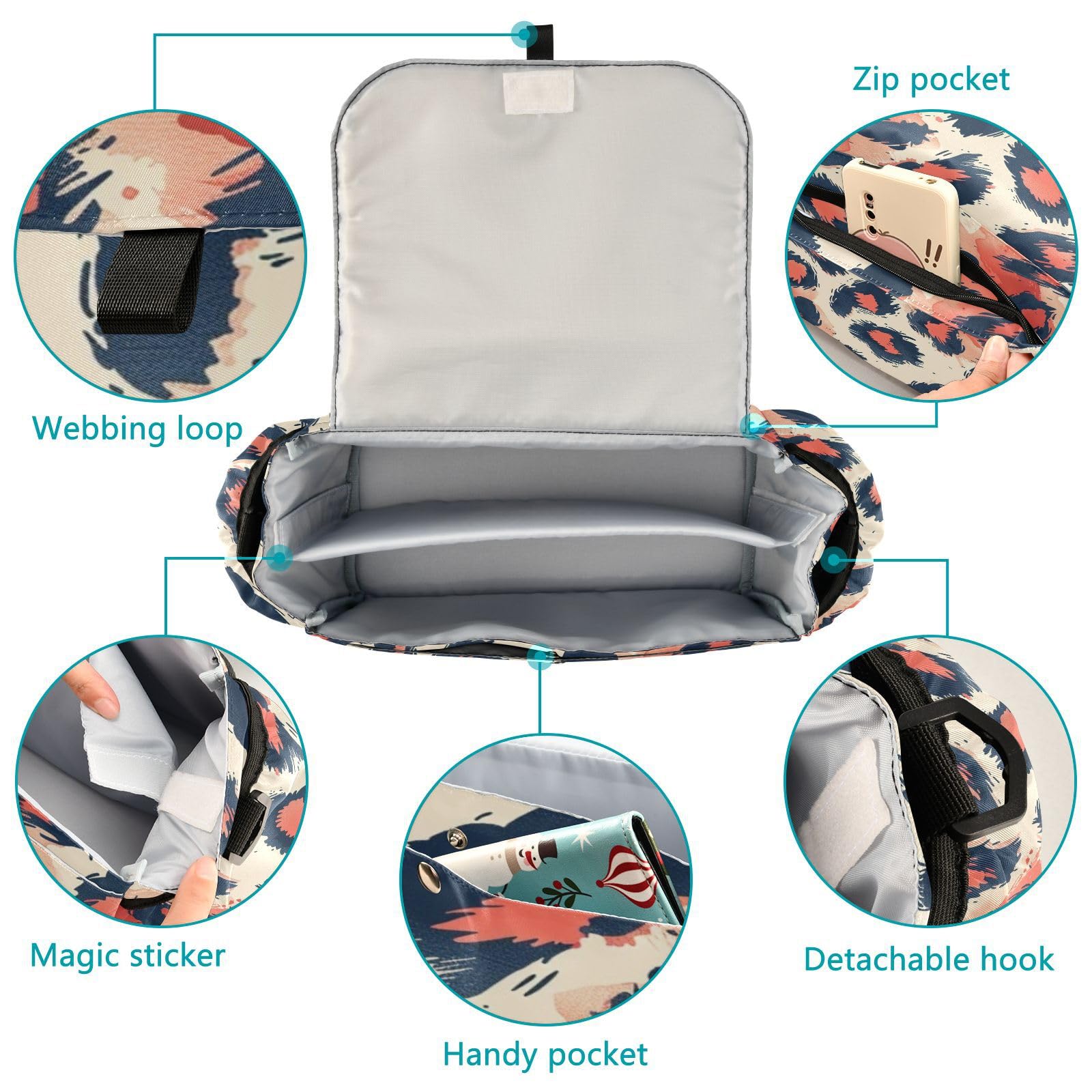 miaozhen Trending Leopard Fur Blush Red Black stroller bag organizer large caddy organizer tissue organizador para carreola accesorios para