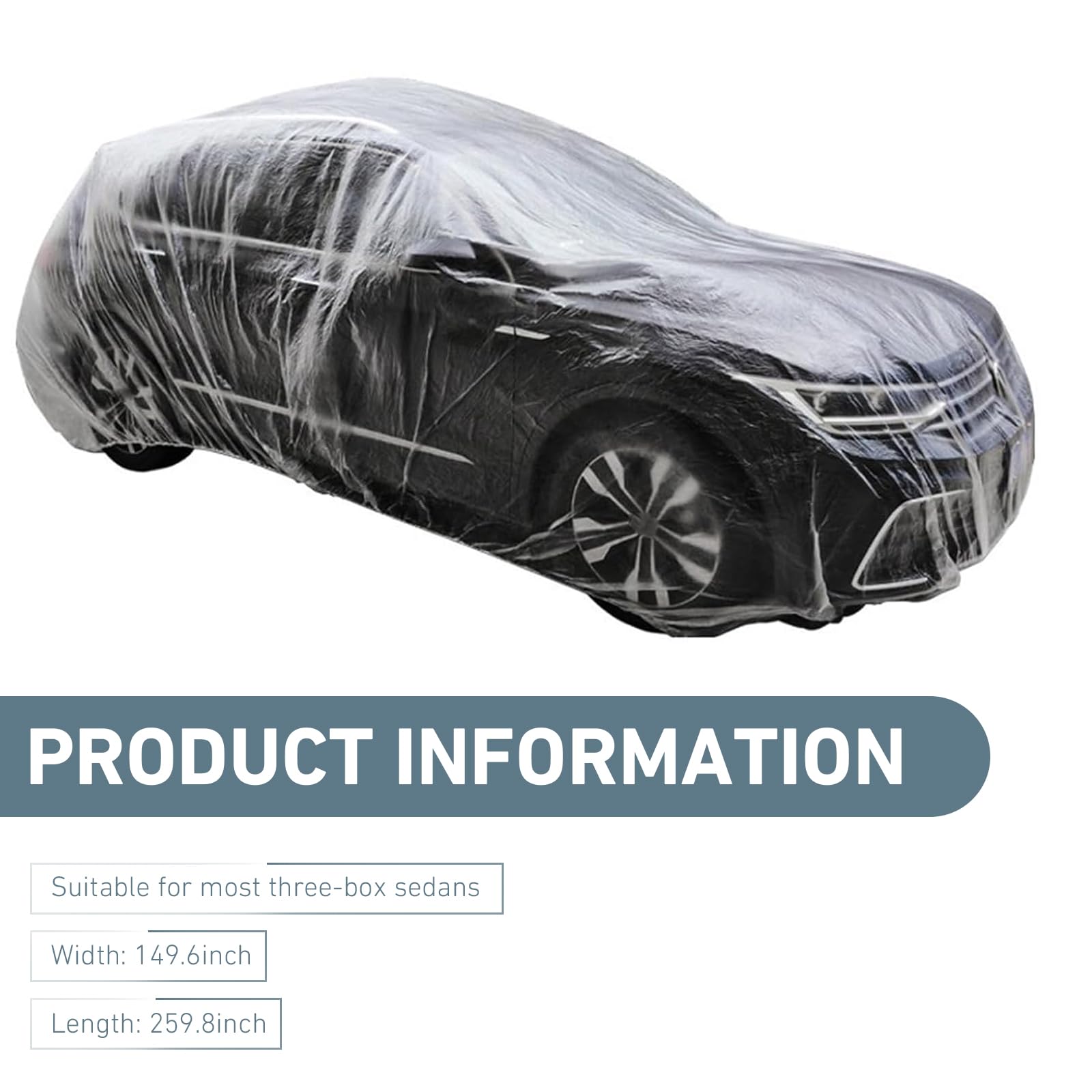 Ypoyney 4 PCS Disposable Car Cover 12 4FT x 21 6FT Clear Rain Dust Garage Cover Clear Plastic — view 2