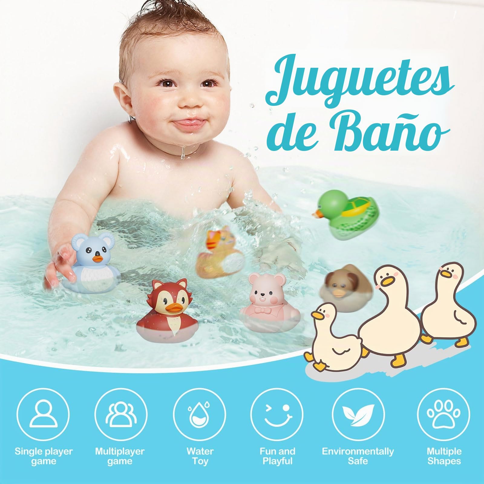 Paquete de 25 patos de goma para baño de bebé, juguetes de baño sellados sin agujeros, juguetes de bañera para piscina, agua, juguete de goma flotante suave para mayores de 18 meses