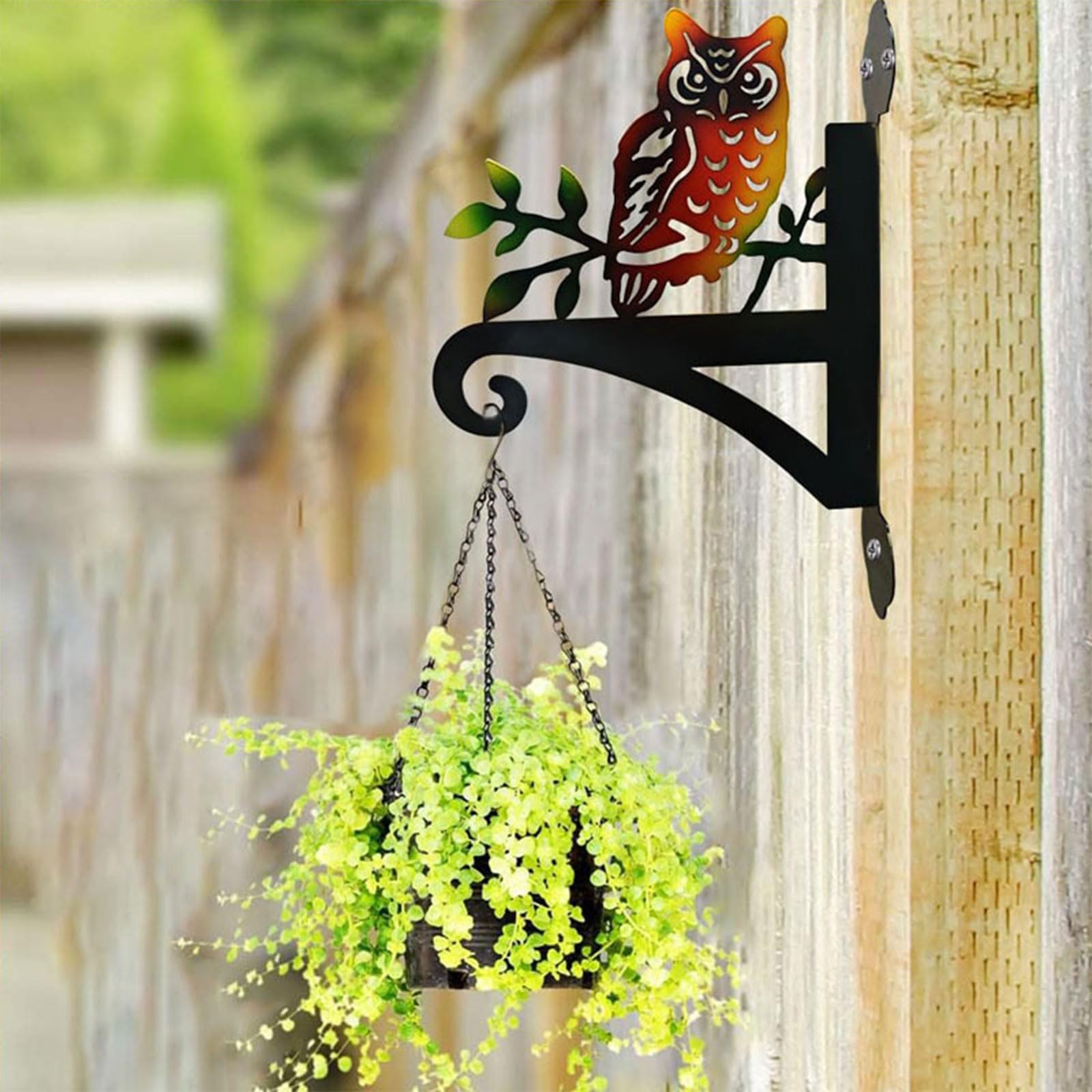 Gancio per piante in ferro con design a forma di gufo, per esterni e interni, gancio per mangiatoia per uccelli in metallo per fioriera, campanelli a vento, vasi da fiori