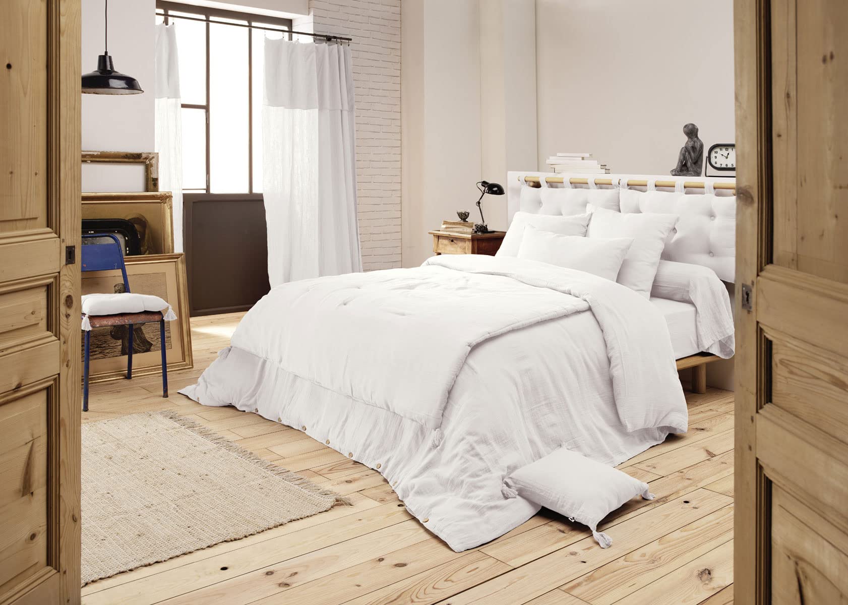 Edredon Coperta - Cotone 150 x 150 cm, colore: Bianco