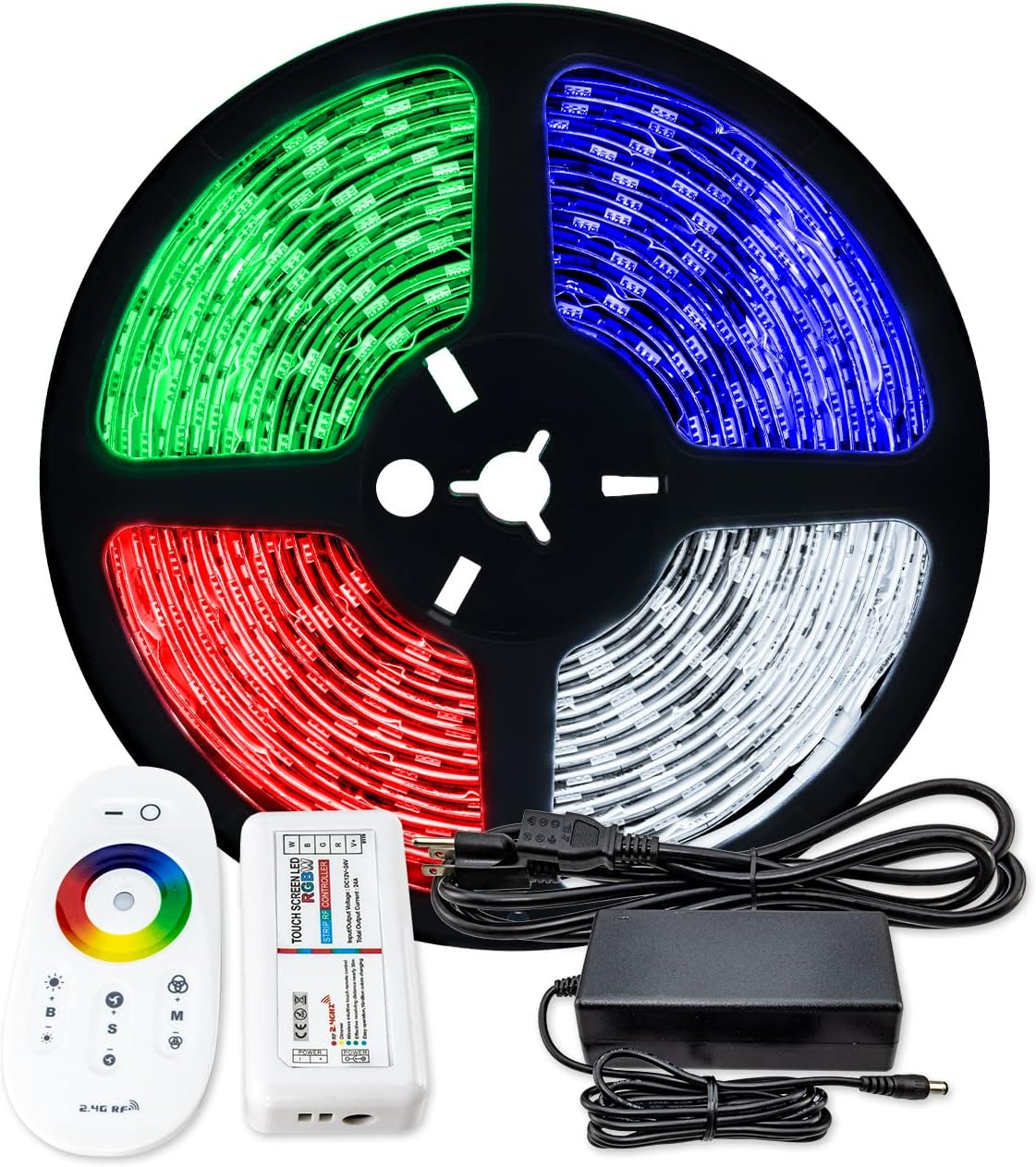RGBW Color Changing LED Strip Light - 12 Volt - High Output (SMD 5050) - Indoor Use (IP22) - 16.4 Foot Bundle
