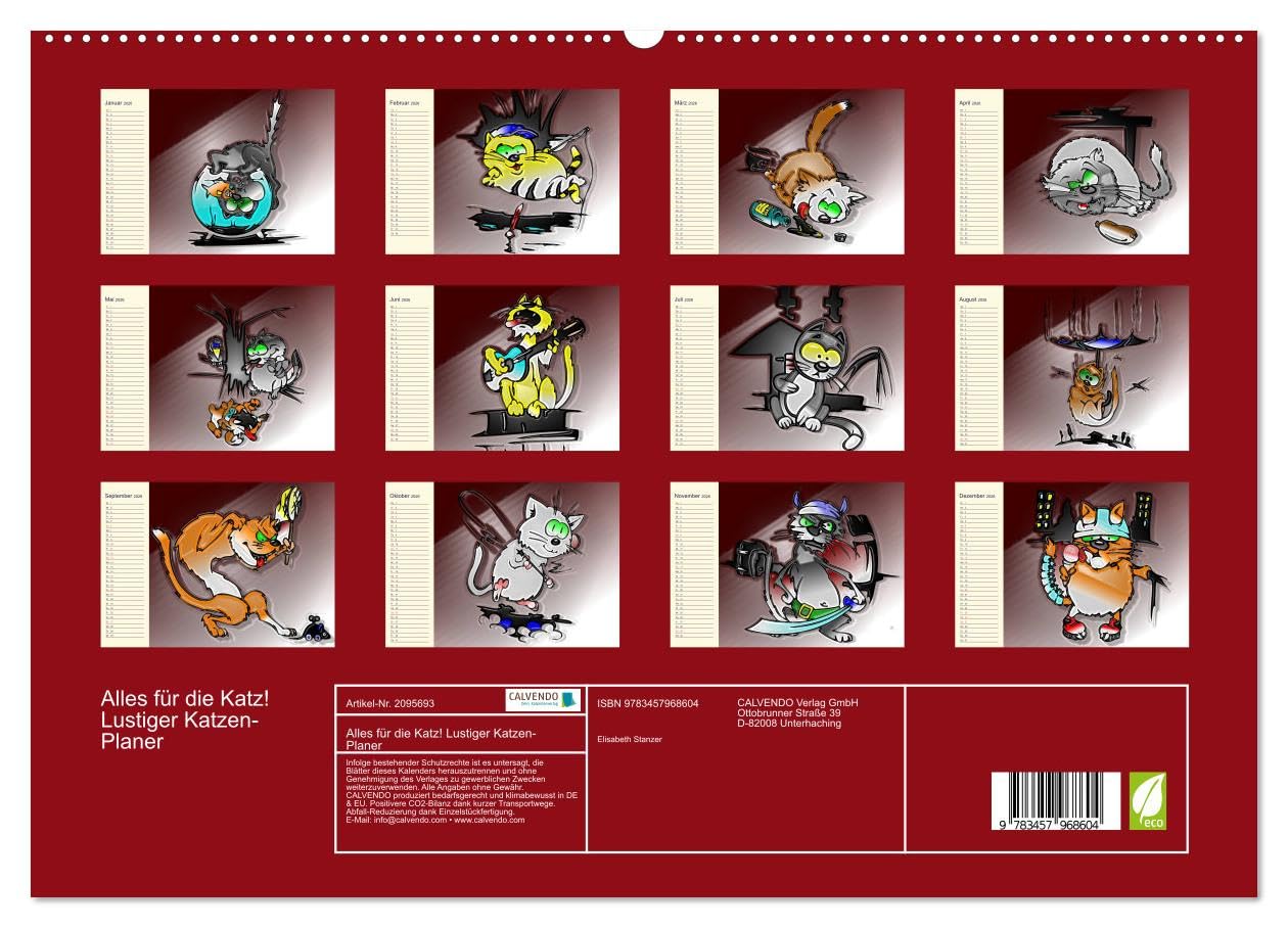 Alles für die Katz! Lustiger Katzen-Planer (hochwertiger Premium Wandkalender 2026 DIN A2 quer), Kunstdruck in Hochglanz: Witziger Comic-Planer für Katze und Mensch! (CALVENDO Spass)