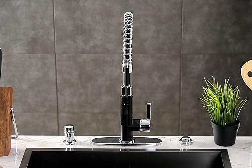 Miniatura 9 de Kingston Brass LS8779CTL Continental - Grifo de cocina de preenjuague, 9.81 x 8 x 19.63, negro mateníquel satinado