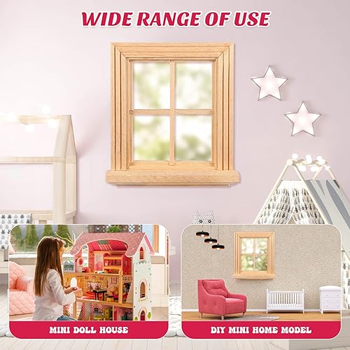 Miniatura 2 de Toyvian Muebles de casa de muñecas Mini marco de ventana Modelo Pequeño marco de ventana de madera Muebles en miniatura Muñeca Mini ventana