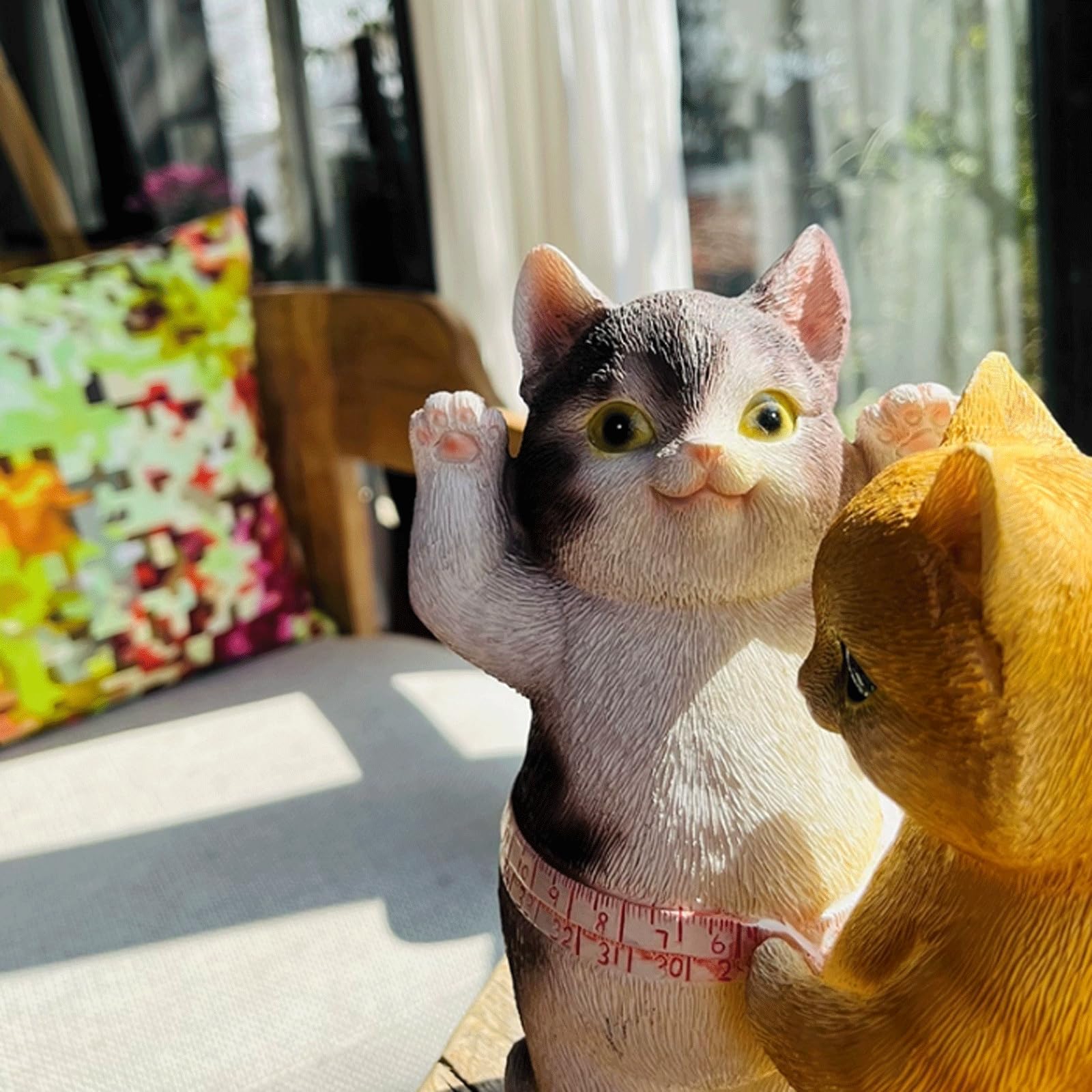 Yofab Bellissima Scultura di Gatto in Resina per Decorazioni per la casa - Gatti Dimagranti, Statuetta di Coppia di Gattini - Scultura Artistica realistica per scrivania