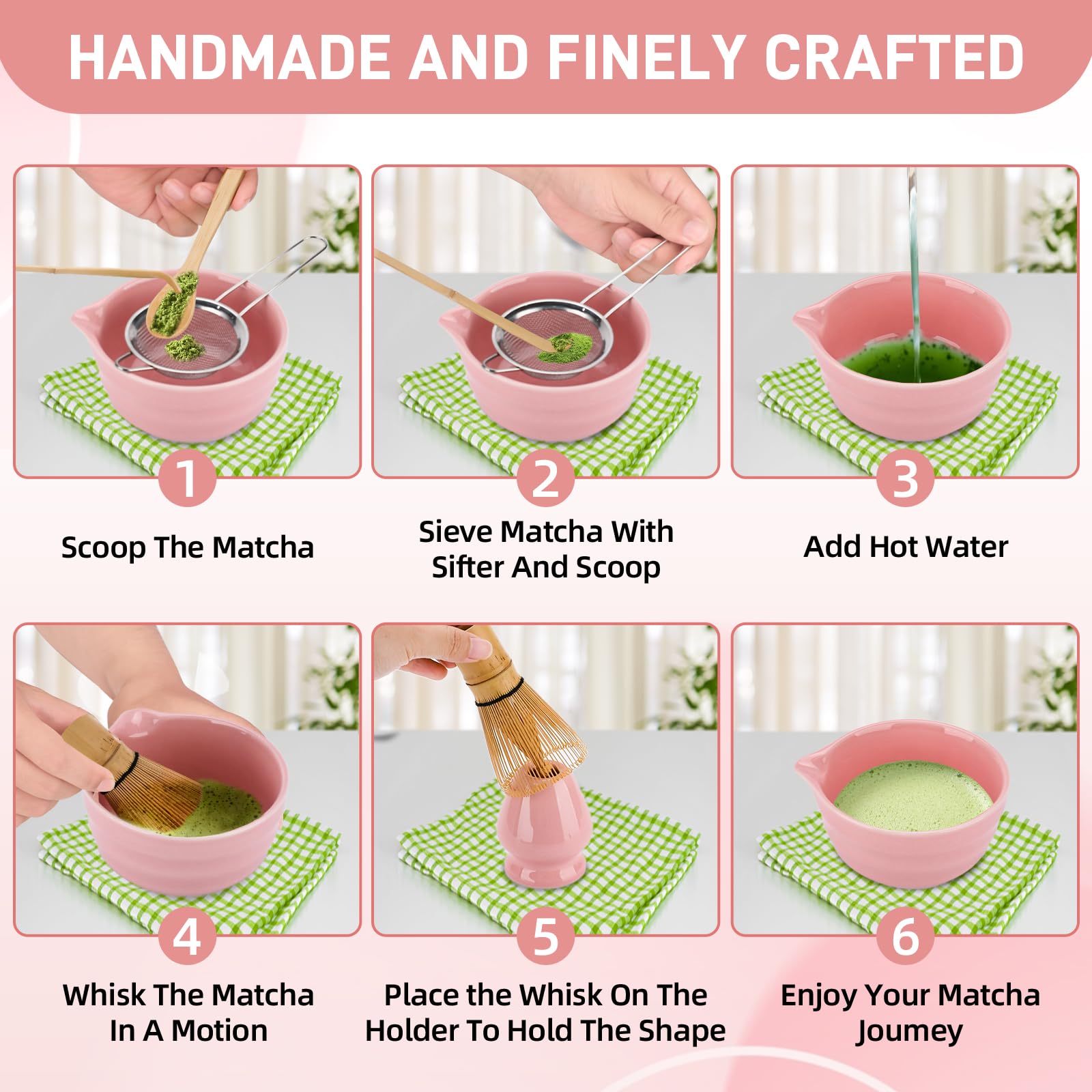 Set de Matcha,Set Completo para Ceremonia del Té con Cuenco (Diseño Pico de Águila),Batidor de Bambú,Tamiz,Cuchara y Accesorios,Kit de Regalo para Amantes del Matcha,Uso en Hogar,Oficina o Cocina