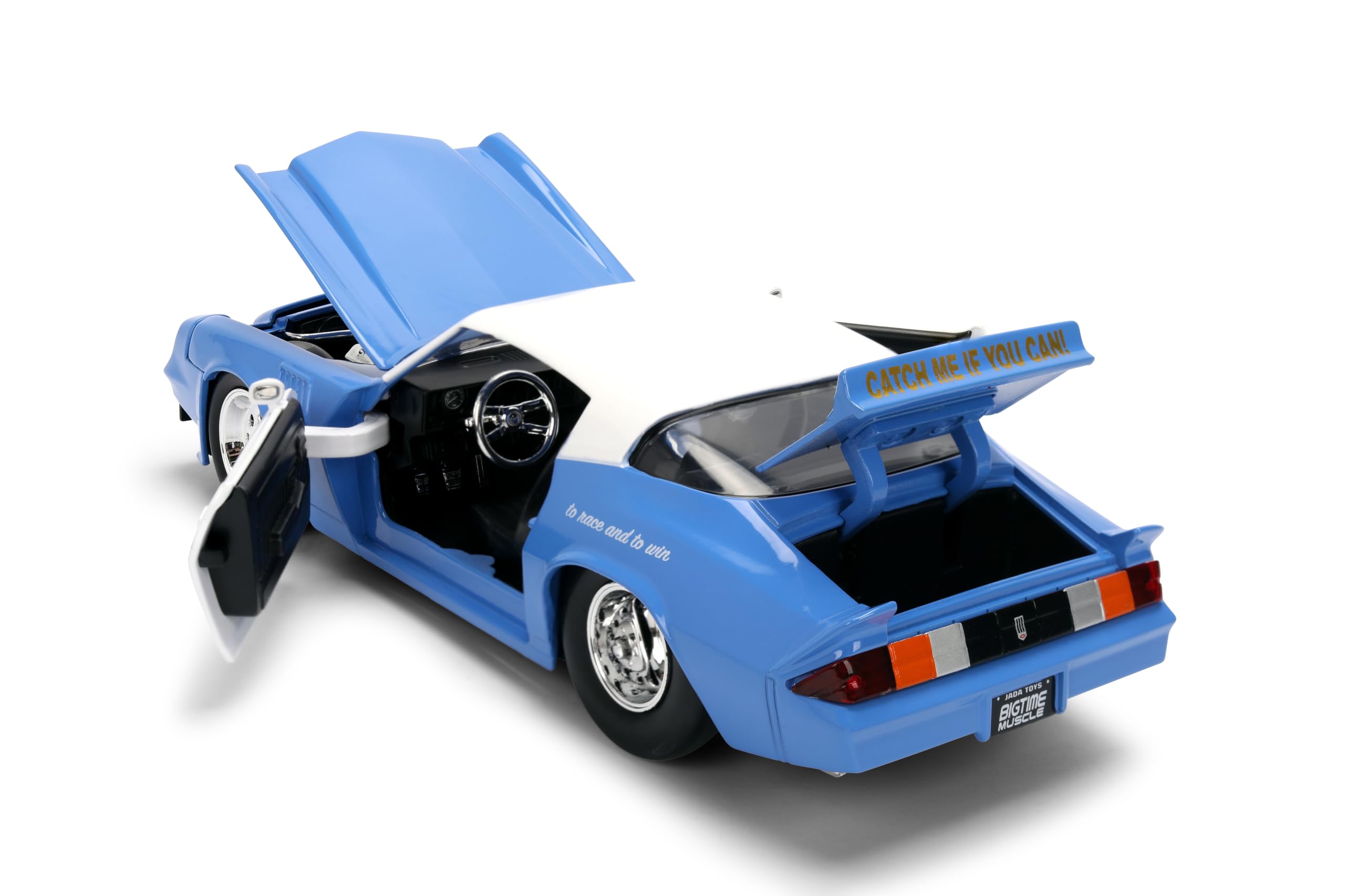 Jada Toys Bigtime Muscle 1:24 1970 Chevrolet Camaro Die-Cast Car - otwierane drzwi, maska, bagażnik, gumowe opony (niebieski/biały)