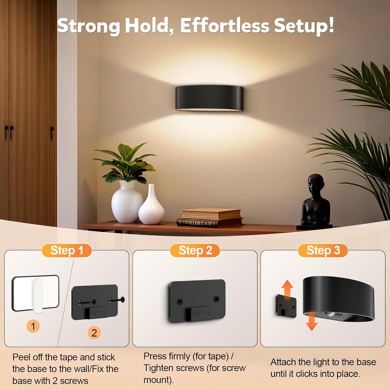 Motion Sensor Wall Sconces Set of 4, Rechargeable 5000mAh Battery Operated Wall Light with Remote Control 3 Colors Temperatures & Dimmable 15 RGB Colors Up and Down Wireless Wall Mount Light