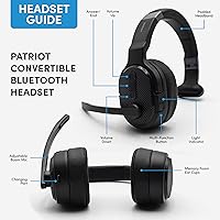 Vista 4 de FalconEye Electronics Patriot Convertible Bluetooth sobre la cabeza Auriculares estéreo con cancelación de ruido de una o dos orejas, alcance de más