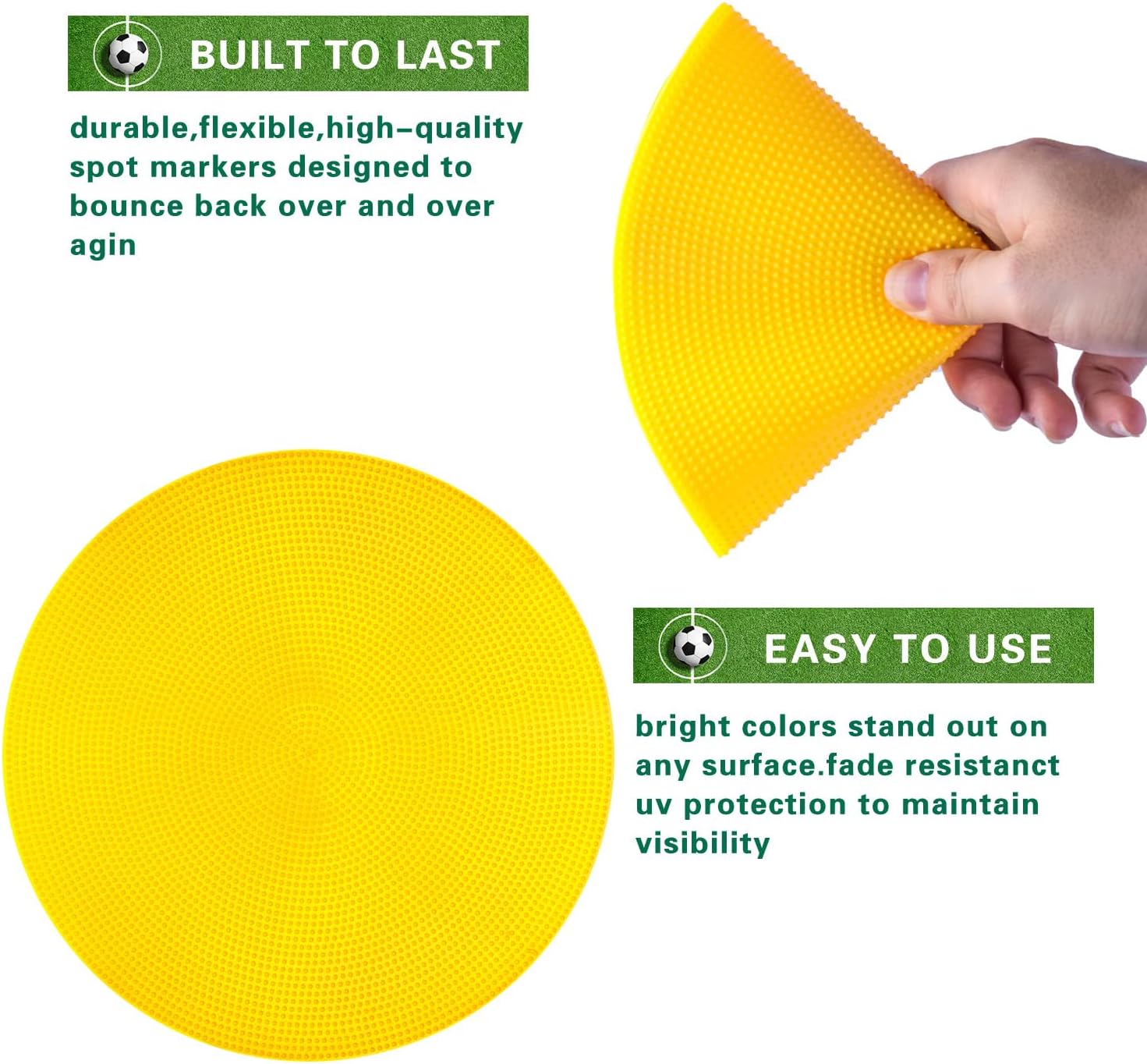 Poly Spot Markers 4inch/9 inch Non-Slip Rubber Agility Markers Flat Field Cones Floor Dots for Football, Soccer, Basketball Training Markers, School Activities, Exercise Drills, Social Distancing