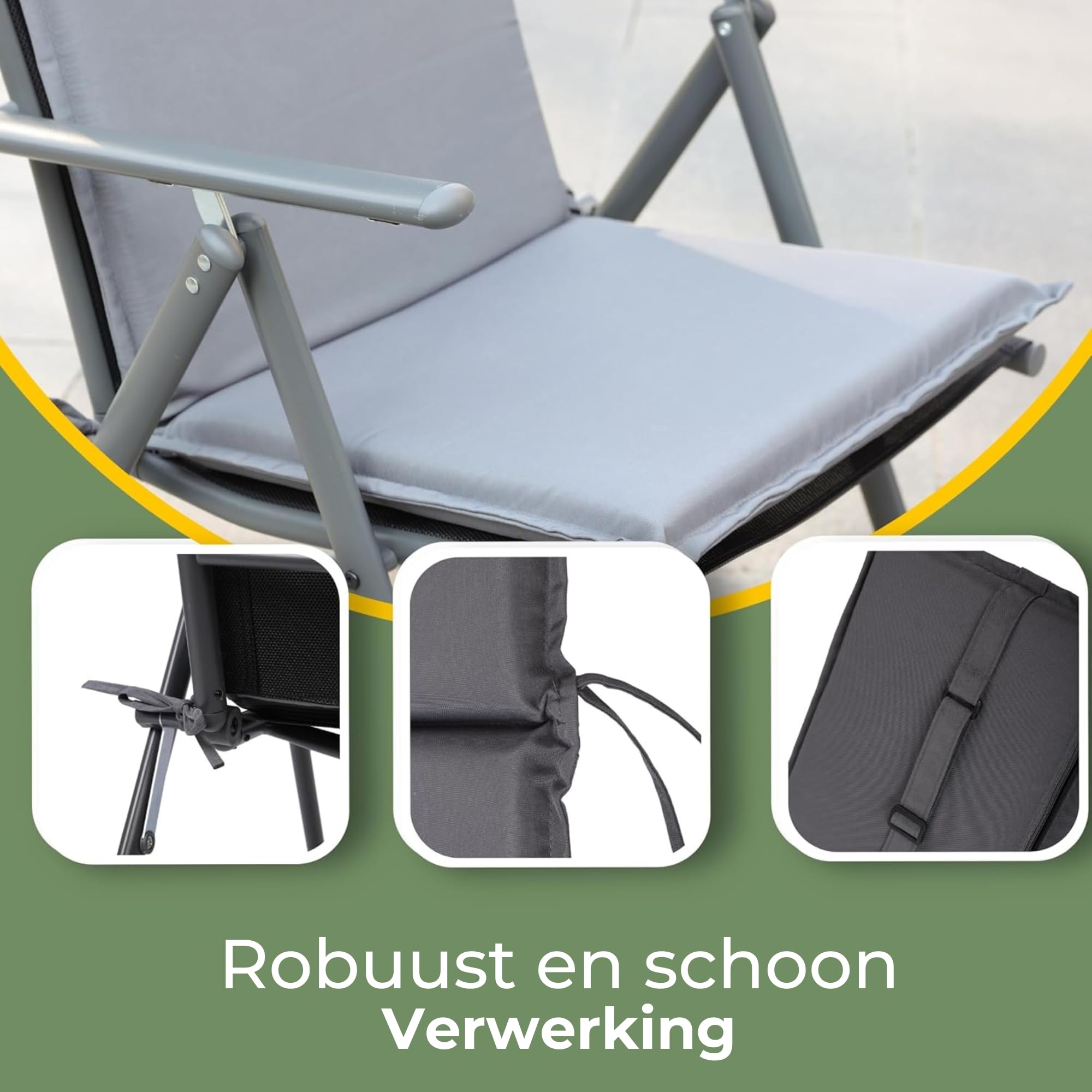 Madison Tuinstoelkussen Kuip hoog 45x96 Stripe grey