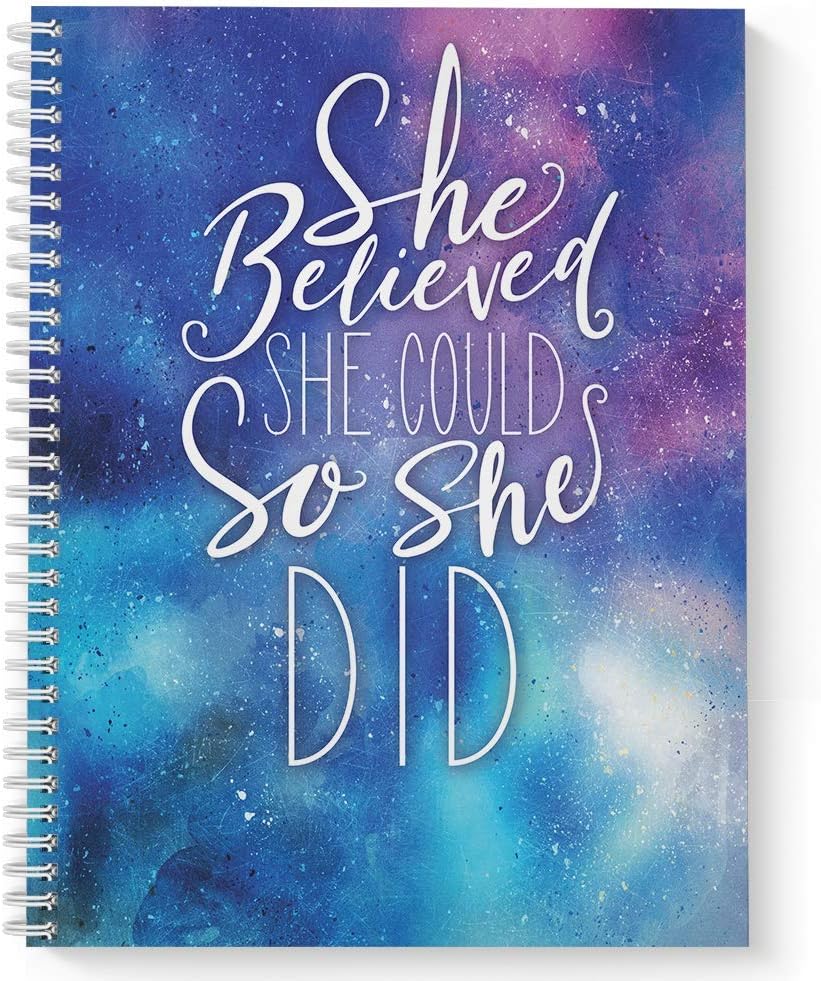 Gotcha Covered Notebooks Softcover She Believed 8.5" x 11" Motivational Dot Grid Journal/Spiral Notebook, 120 Dot Grid Pages, Durable Gloss Laminated Cover, White Wire-o Spiral. Made in the USA