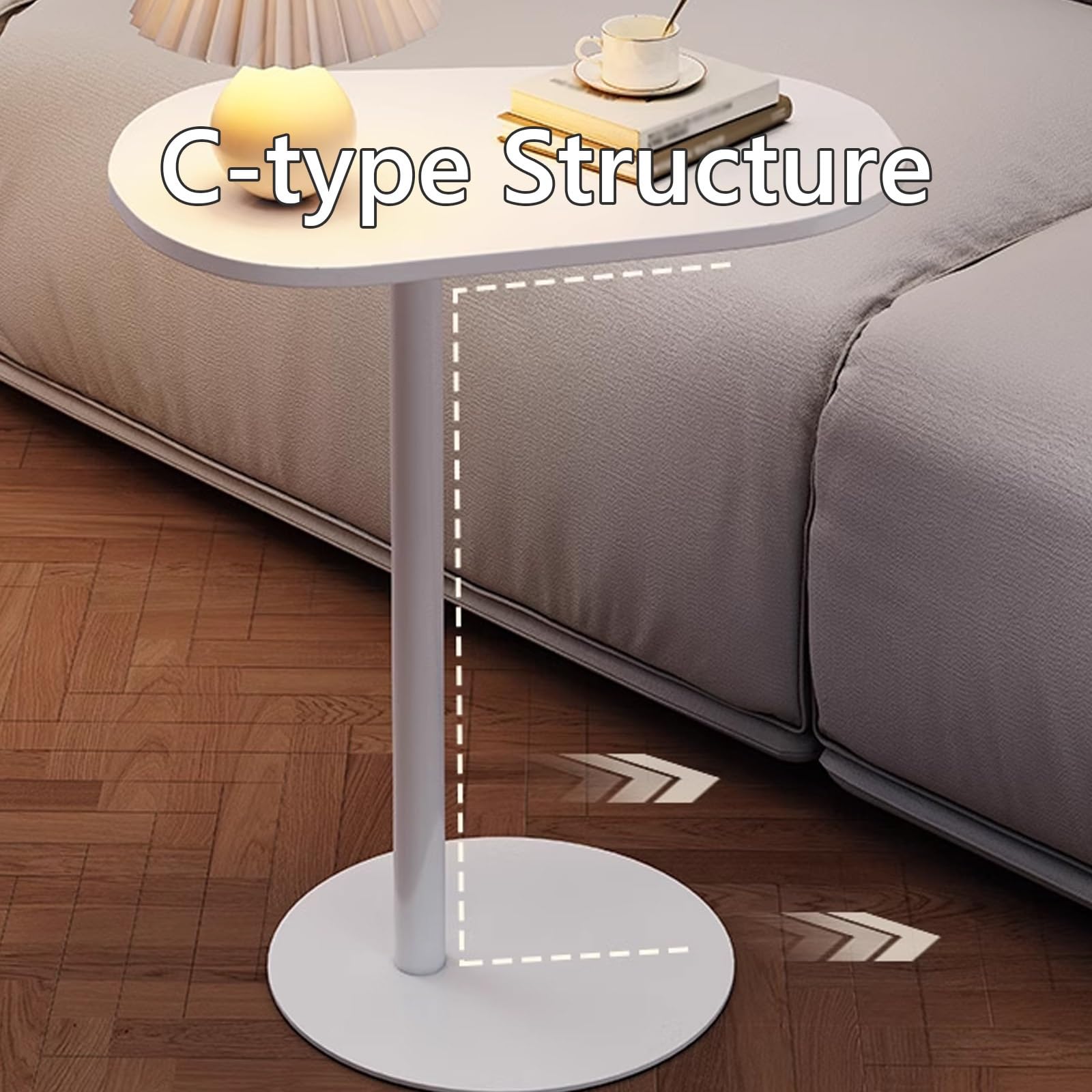 Mały Stolik Kawowy, Stolik Pomocniczy do Kanapy, Blaty Łupkowe Zagęszczone Wsparcie Struktura w Kształcie C, do Salonu Sypialni Wystrój Domu(Black,65CM)