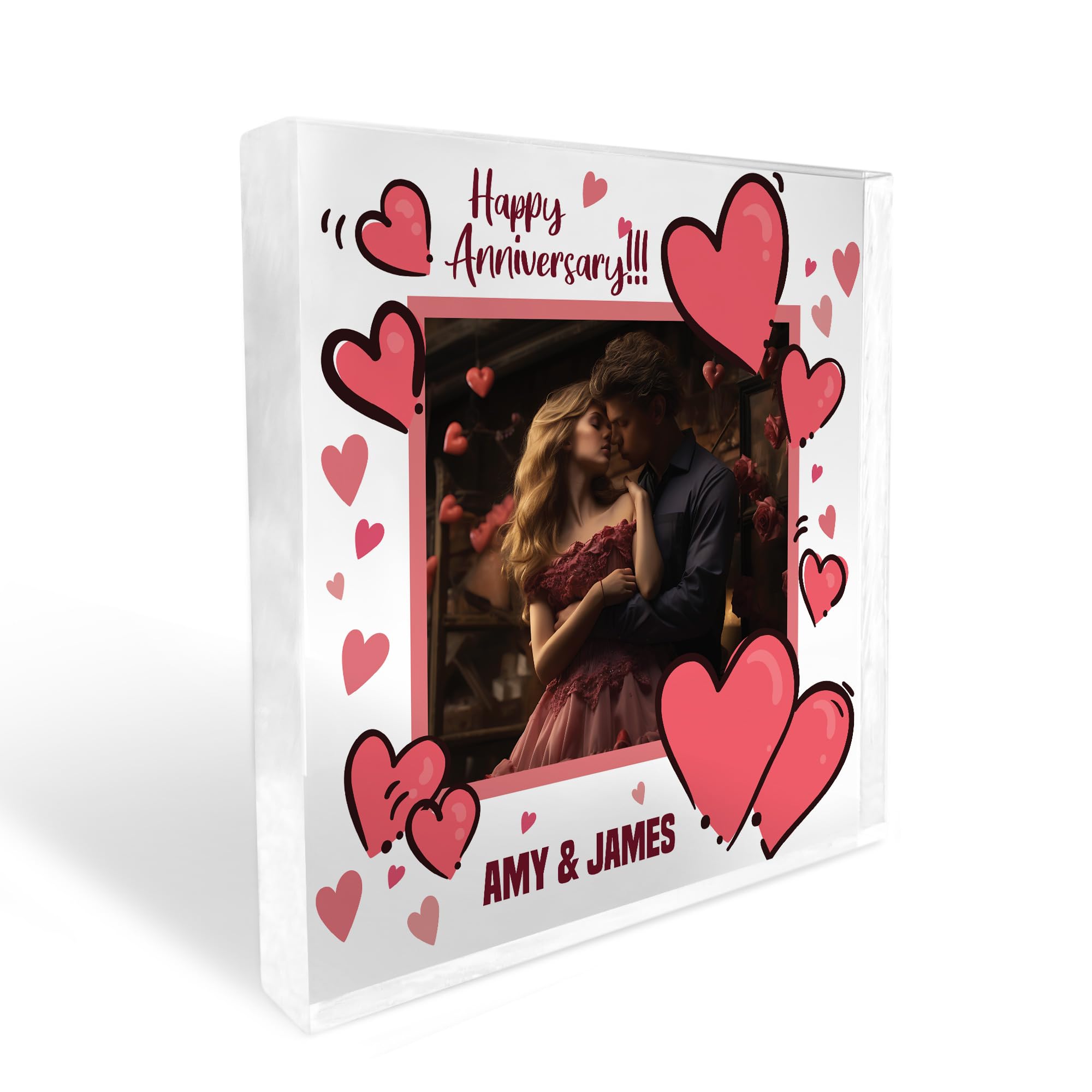 Red Ocean Anniversary Couple Gifts, Personalised Photo Freestanding Plaque, Anniversary for Him Her, Personalised Anniversary For Boyfriend Girlfriend Husband Wife