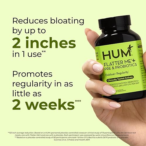 Miniatura 4 de HUM Flatter Me Digestive Enzymes Plus Prebióticos y Probióticos, Suplemento de Hinchazón de Salud Digestiva para Mujeres y Hombres, Pastillas