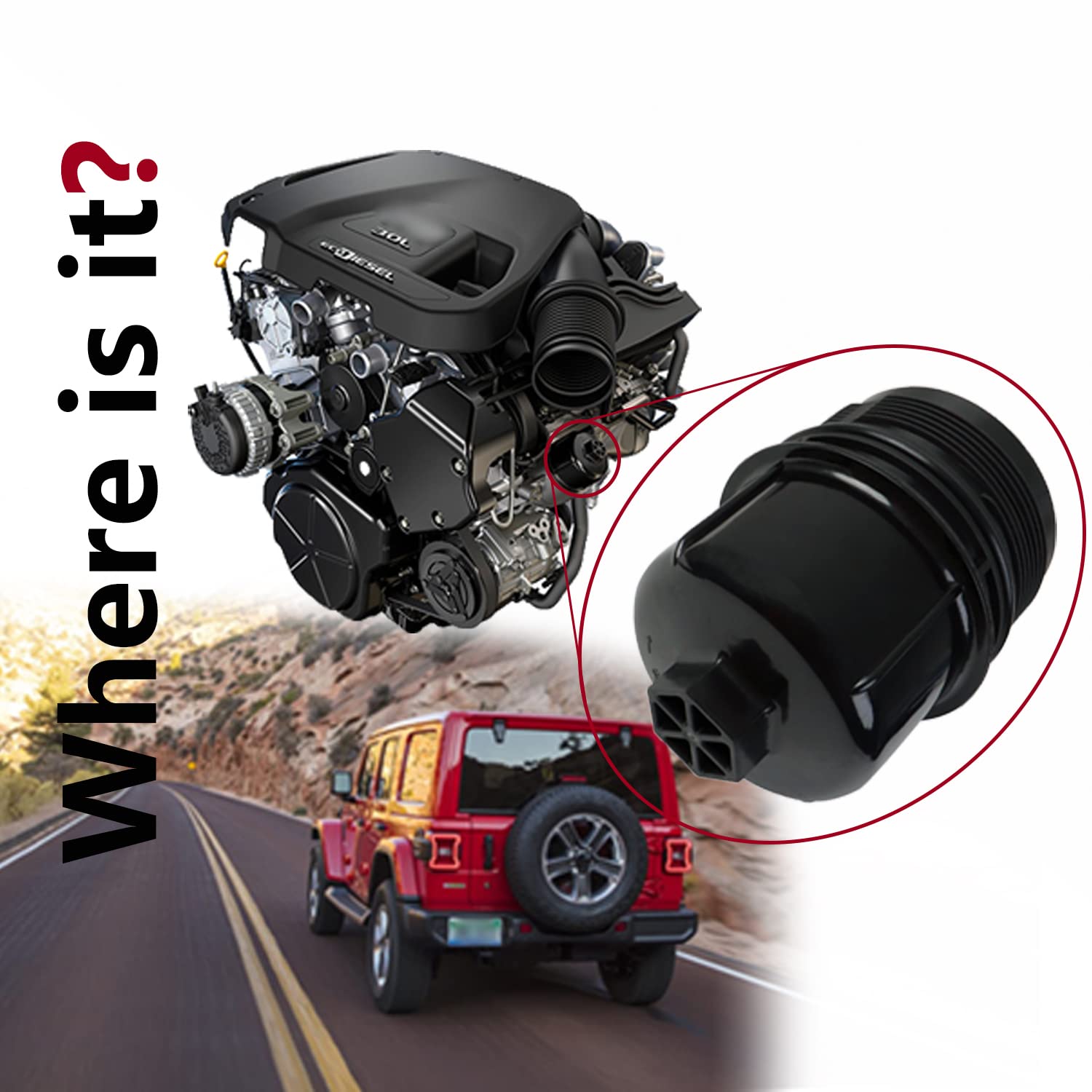 68507598AA Ecodiesel Engine Oil Filter Replacement for 2020 2021 Jeep Wrangler JL / 2021 Jeep