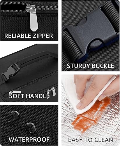 Miniatura 4 de Lonchera pequeña aislada para mujeres y hombres, lonchera Bento para niños, bolsas térmicas compactas portátiles para enfriar comidas con asa de