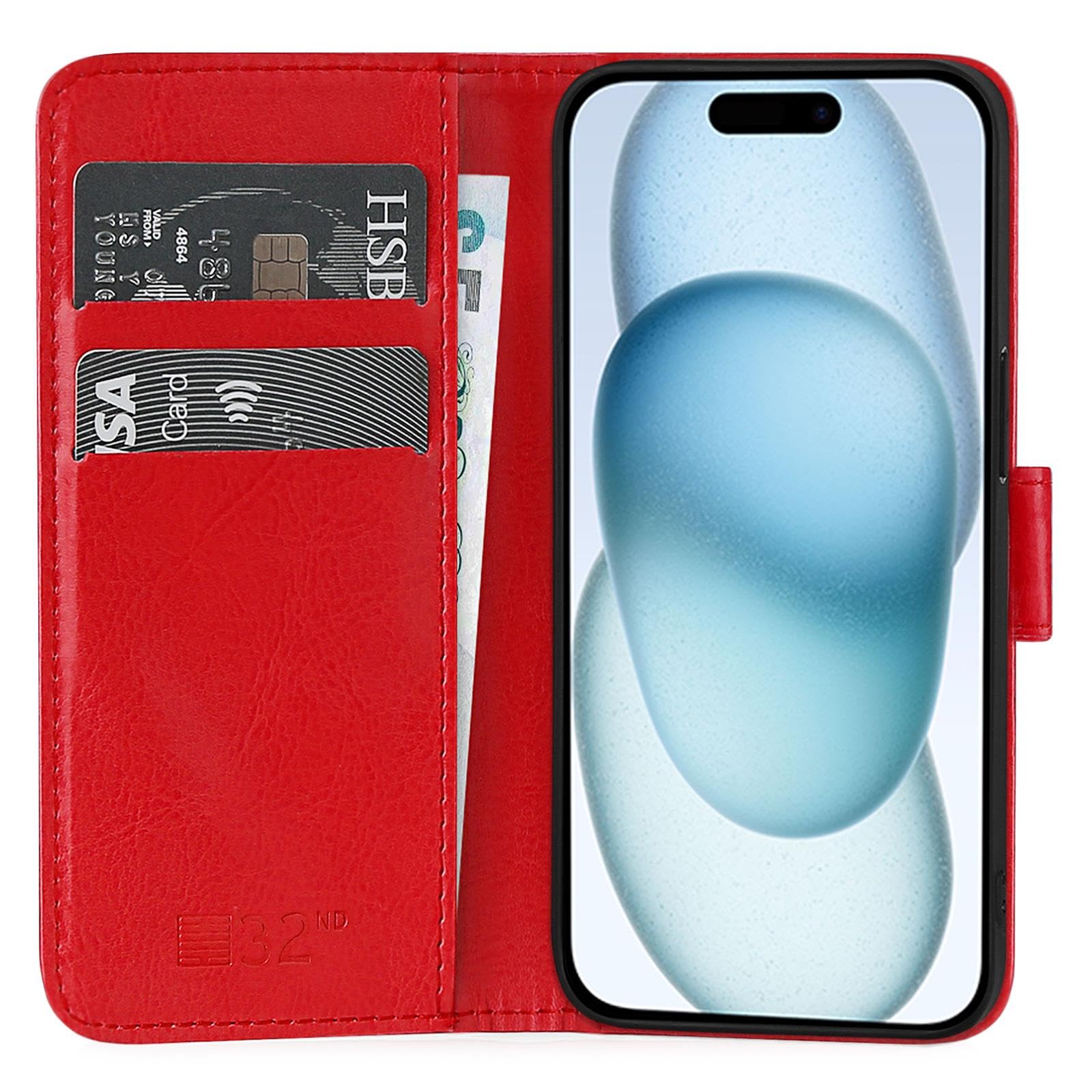 32nd Book Wallet PU Leather Case Cover for Apple iPhone 15 Plus (6.7"), Flip Case With RFID Blocking Card Slots - Image 3