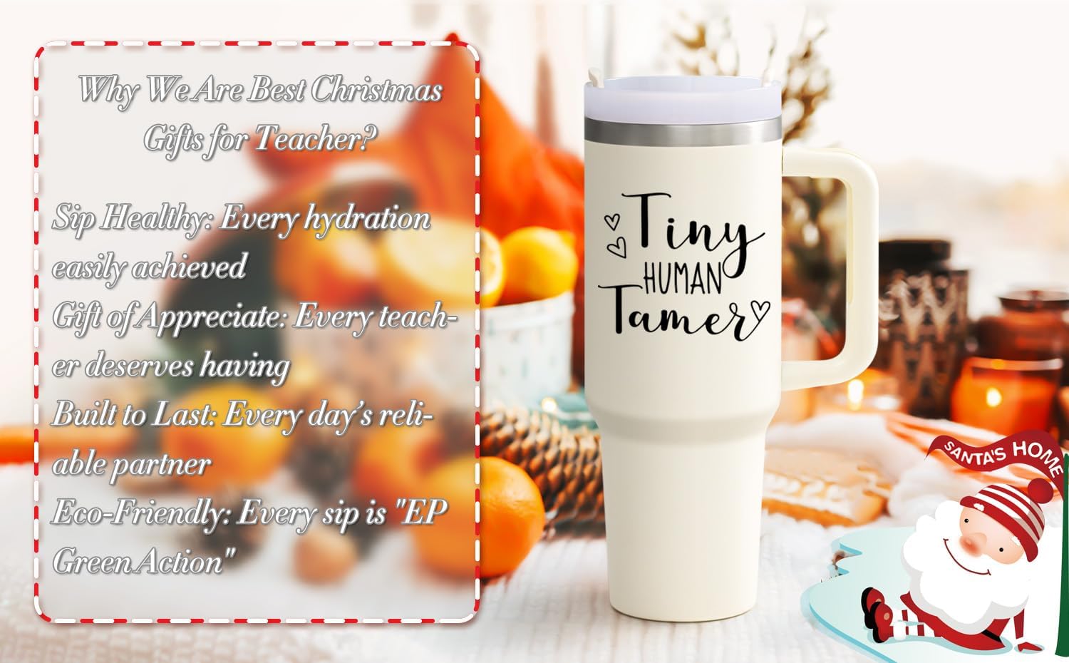 LiqCool Daycare Teacher Gifts, 40 Oz Great Tiny Human Tamer Tumbler, Daycare Provider Gifts for Teacher Appreciation End of Year on Christmas Birthday(Cream) - Image 2