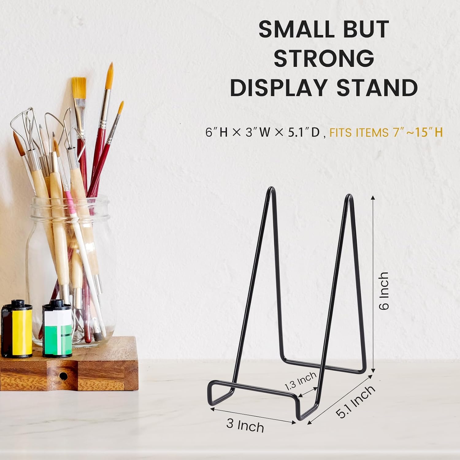 12 Pack 6 Inch Plate Stands for Display,Book Display Stand,Black Metal Decorative Plate Stand,Small Easels for Display,Suitable for Books, Desktop Art, Images, Photos,and Collages image 4