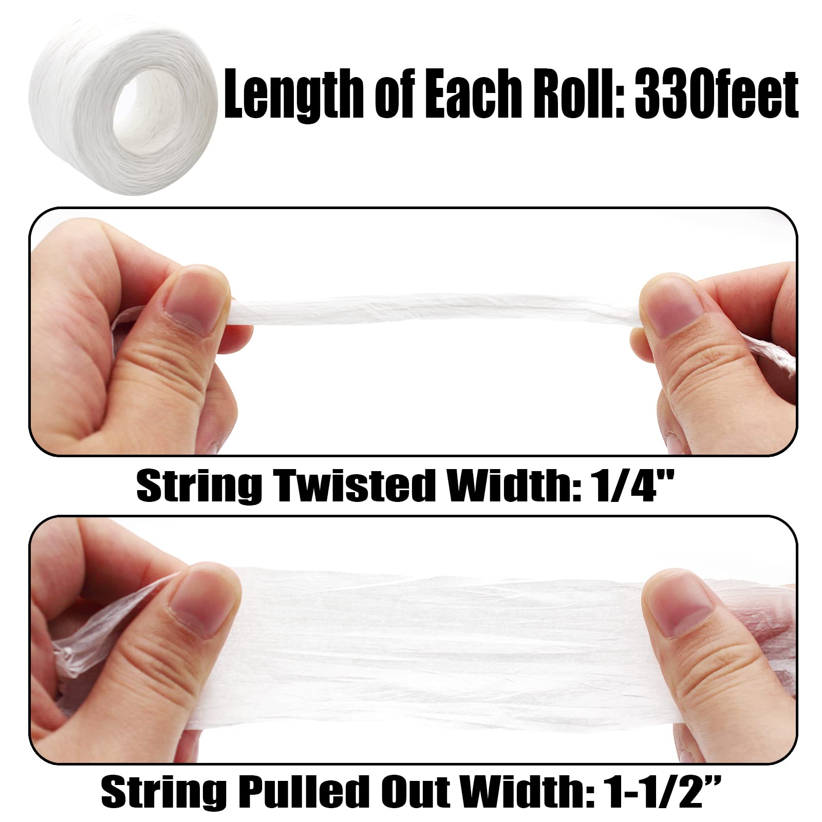 Anvin 2 Rollen Bastband Natur - 0,6cm Breit X 100m Pro Rolle, Weiß