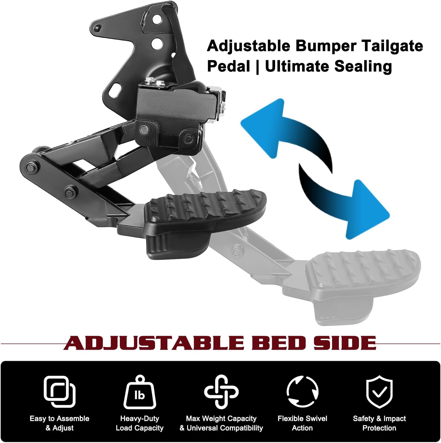 JSBOYAT Rear Bed Step Retractable Bumper Step Compatible with 2019-2024 Dodge Ram 1500 DT New Body Style w/Dual Exhaust, Folding Truck Tailgate Step 82215289AG 82215289AH