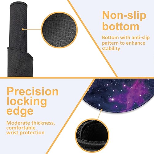 Miniatura 6 de Tapete redondo de escritorio de 8.8 pulgadas, con nebulosa de galaxia morada, alfombrilla de mouse para juegos de 8.8 pulgadas con base