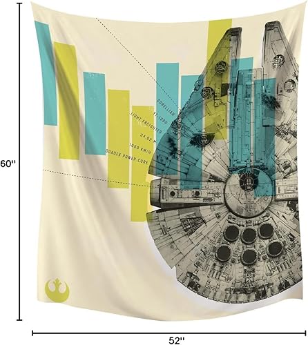 Miniatura 4 de RoomMates RMK3984TAP Star Wars Millennium Falcon Tapiz de Pared, 52.00" x 60.00", gris, azul, rojo, negro