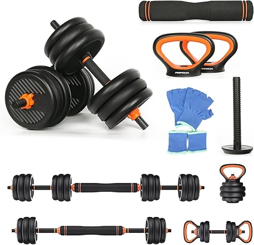 Juego de mancuernas ajustables 4 en 1 para gimnasio en casa, juego de mancuernas de peso libre de 44 libras con conector utilizado como soporte de