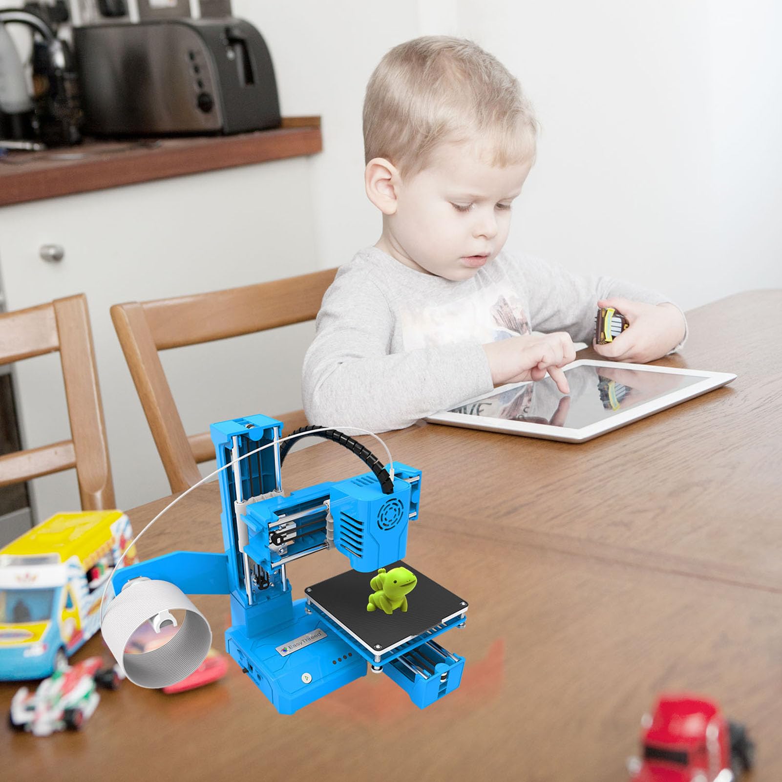Impresora 3D Mini máquina de impresión de Escritorio para niños 100x100x100mm Tamaño de impresión Plataforma extraíble Impresión de una Sola tecla con Tarjeta TF Filamento de Muestra PLA