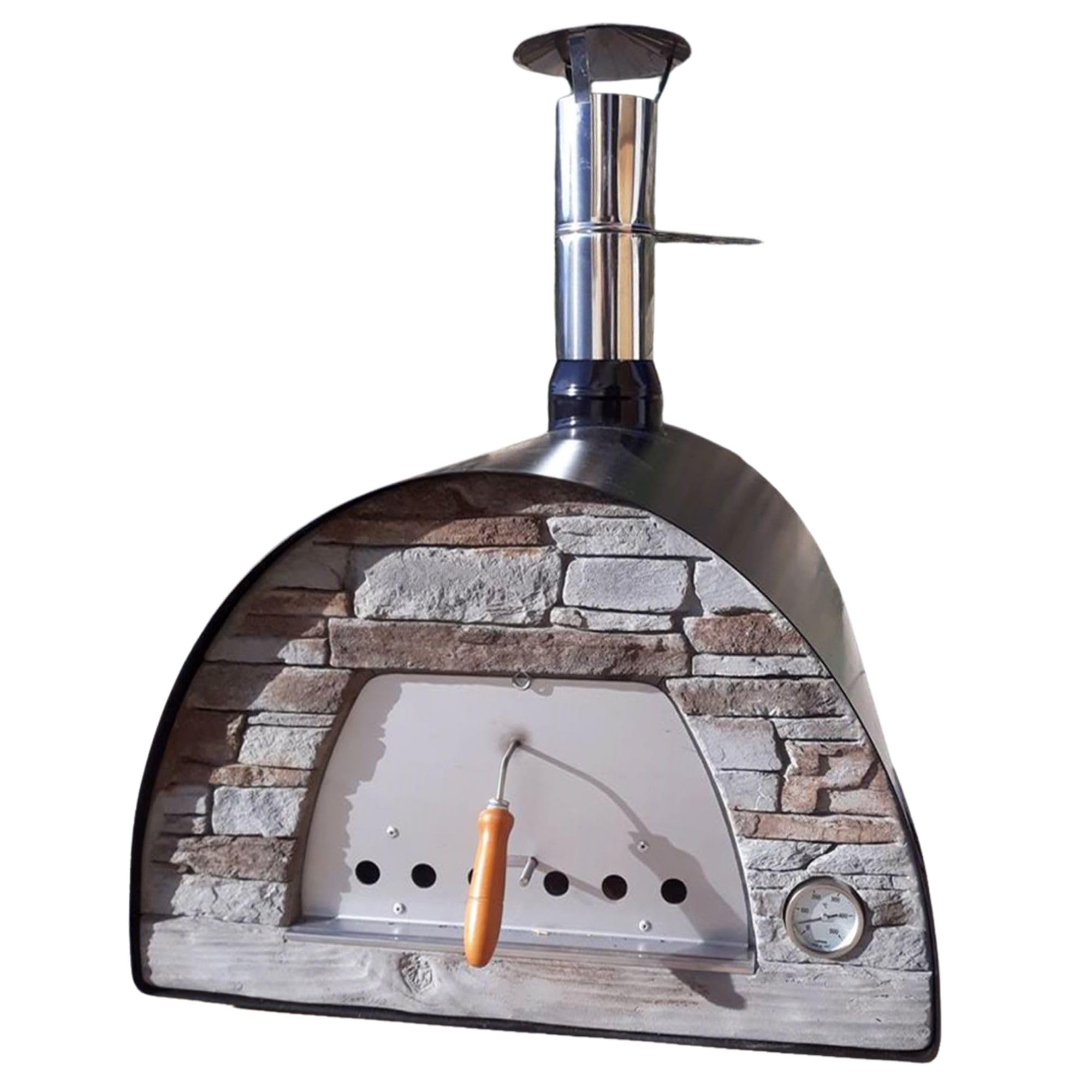 Maximus Forno a Legna da esterno in Scisto, Nero, 70 x 70 x 65cm - Forno da esterno portatile, dal design compatto per spazi ridotti, ideale per il giardino o la terrazza